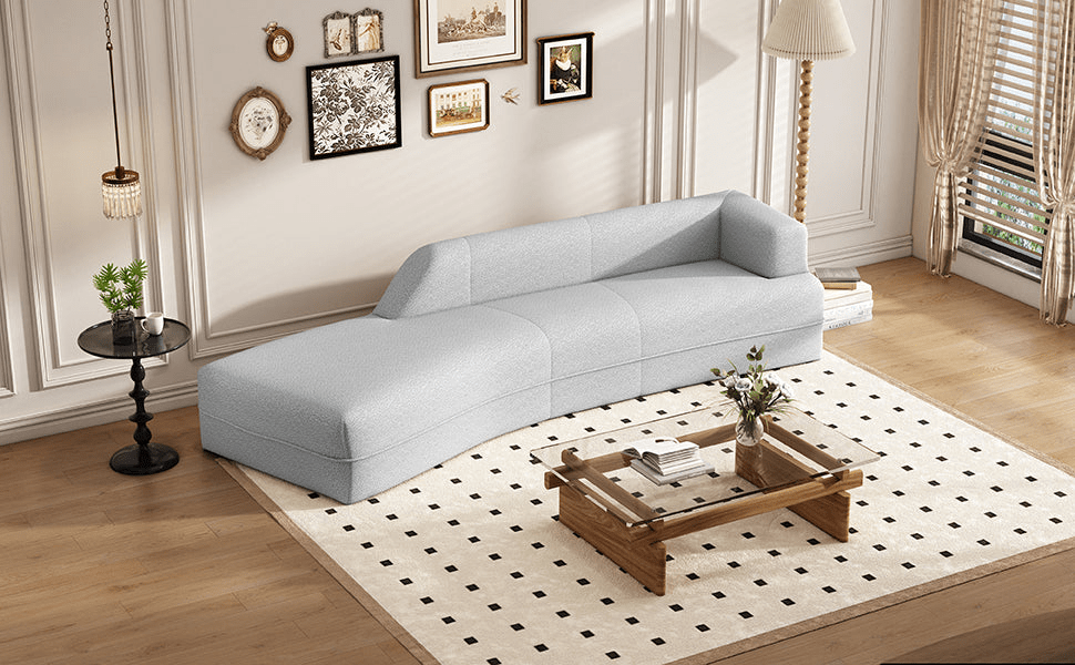 109.4" Curved Chaise Lounge - Modern Grey Indoor Sofa Couch for Living Room - CurtisJ Designs