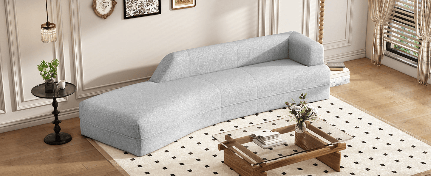 109.4" Curved Chaise Lounge - Modern Grey Indoor Sofa Couch for Living Room - CurtisJ Designs