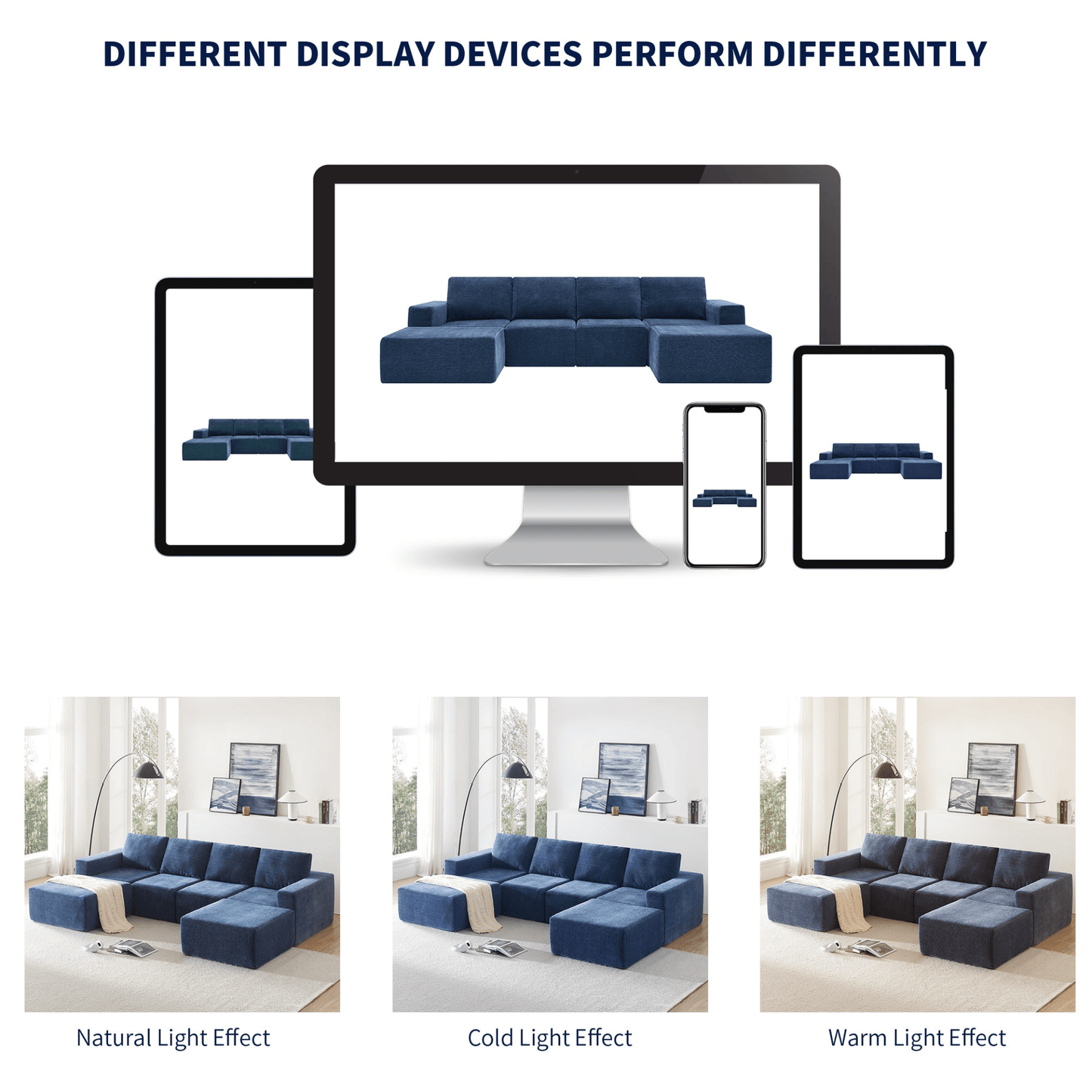 110*72" Modular U Shaped Sectional Sofa - Luxury Chenille Floor Couch Set - CurtisJ Designs