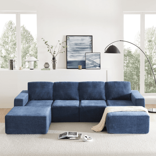 110*72" Modular U Shaped Sectional Sofa - Luxury Chenille Floor Couch Set - CurtisJ Designs