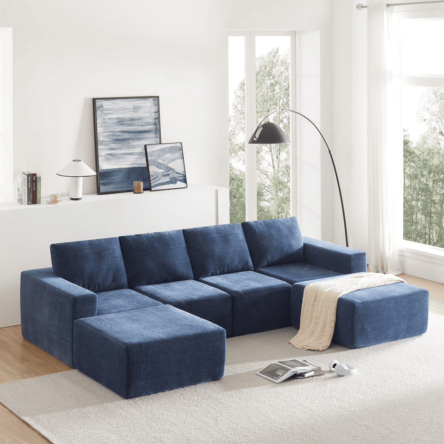 110*72" Modular U Shaped Sectional Sofa - Luxury Chenille Floor Couch Set - CurtisJ Designs