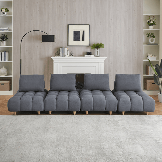 120 - Inch Teddy Sofa Fabric with Spacious and Comfortable Seats for Apartment, Office, Living Room - Gray - CurtisJ Designs