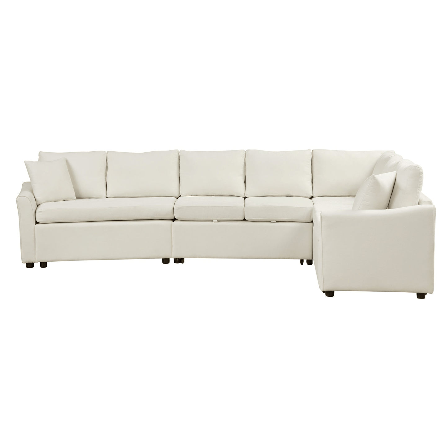 124.8" L - shaped Convertible Sofa Bed with USB Ports & Power Sockets, Beige – Perfect for Living Room Comfort - CurtisJ Designs