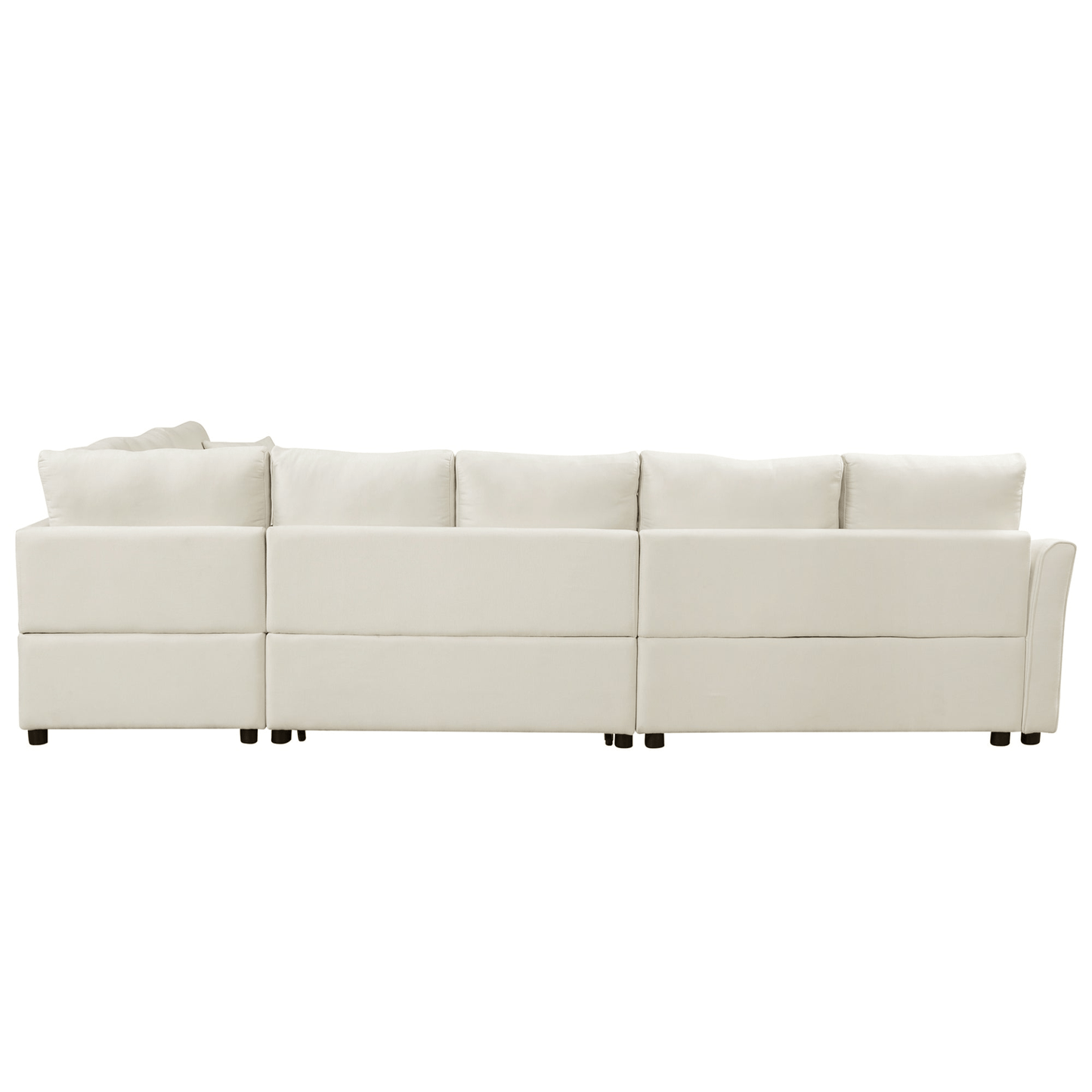 124.8" L - shaped Convertible Sofa Bed with USB Ports & Power Sockets, Beige – Perfect for Living Room Comfort - CurtisJ Designs