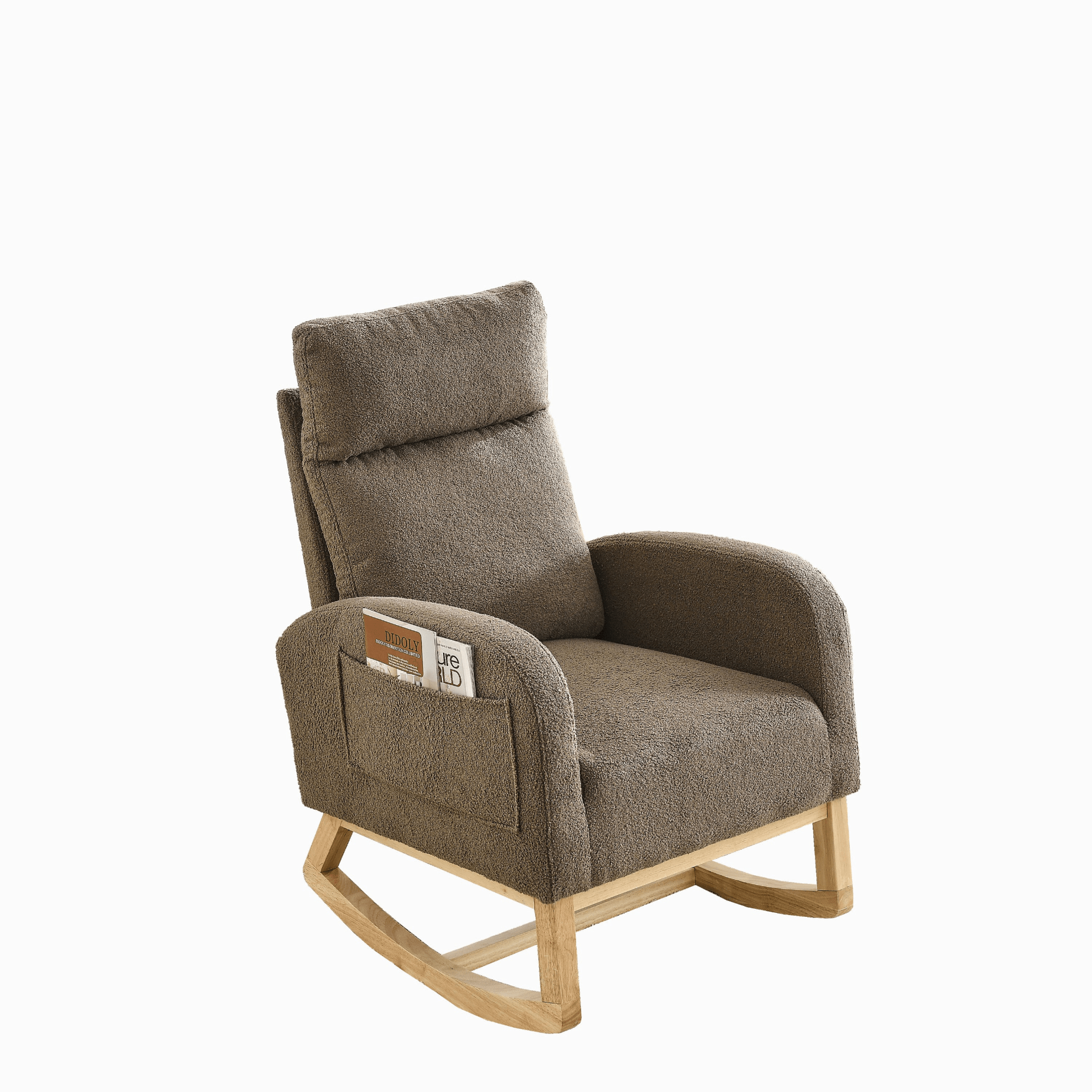 27.6"W Modern Accent High Backrest Living Room Lounge Arm Rocking Chair, Two Side Pocket - CurtisJ Designs