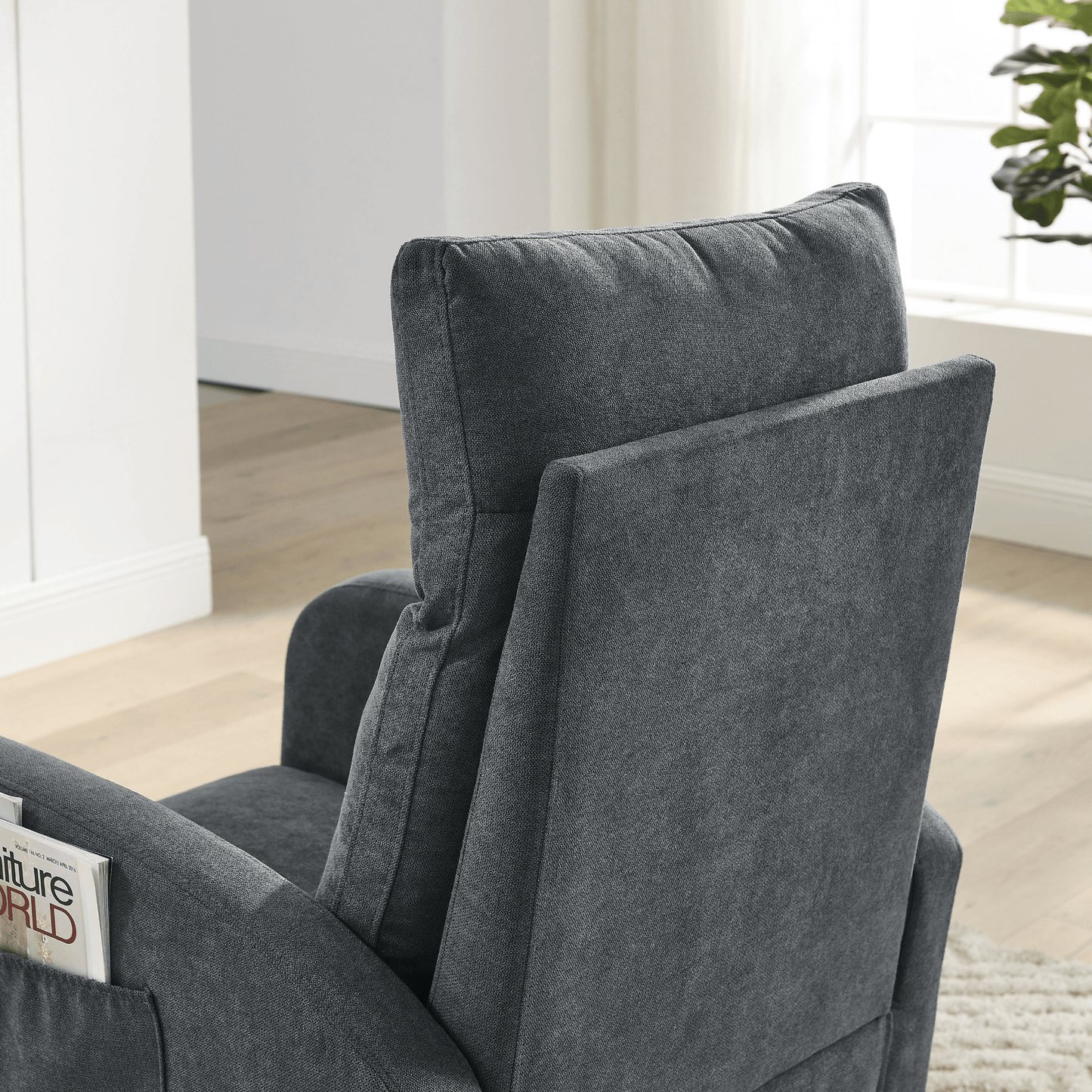 27.6"W Modern Accent High Backrest Living Room Lounge Arm Rocking Chair with Two Side Pockets - Dark Grey - CurtisJ Designs