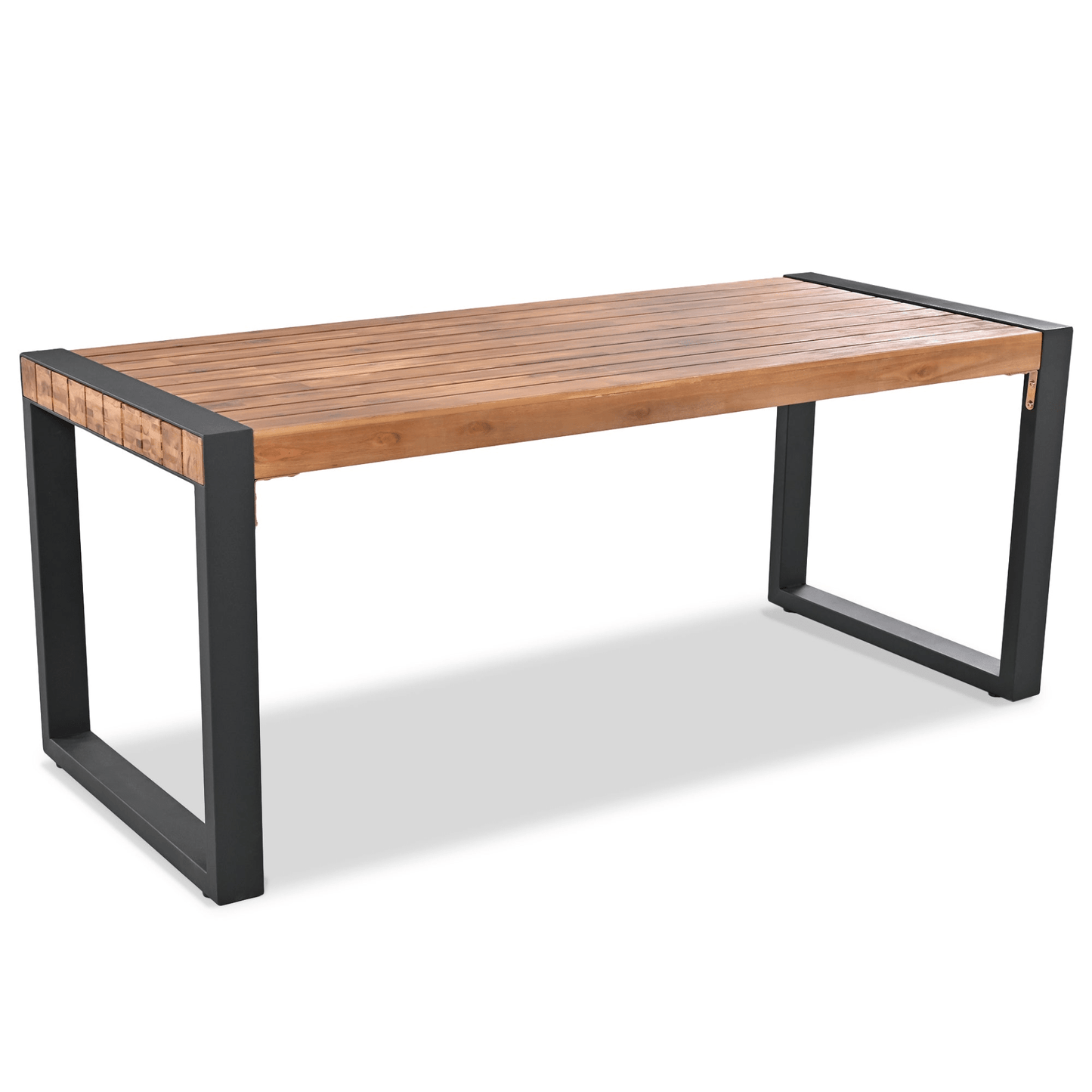 3 - Piece Outdoor Dining Table Set with Acacia Wood and Steel | Patio Dining Set with 2 Benches - CurtisJ Designs