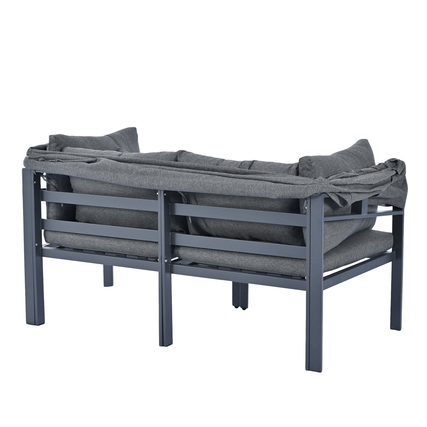 3 - Piece Patio Daybed with Retractable Canopy Outdoor Metal Sectional Sofa Set Sun Lounger with Cushions, Grey - CurtisJ Designs