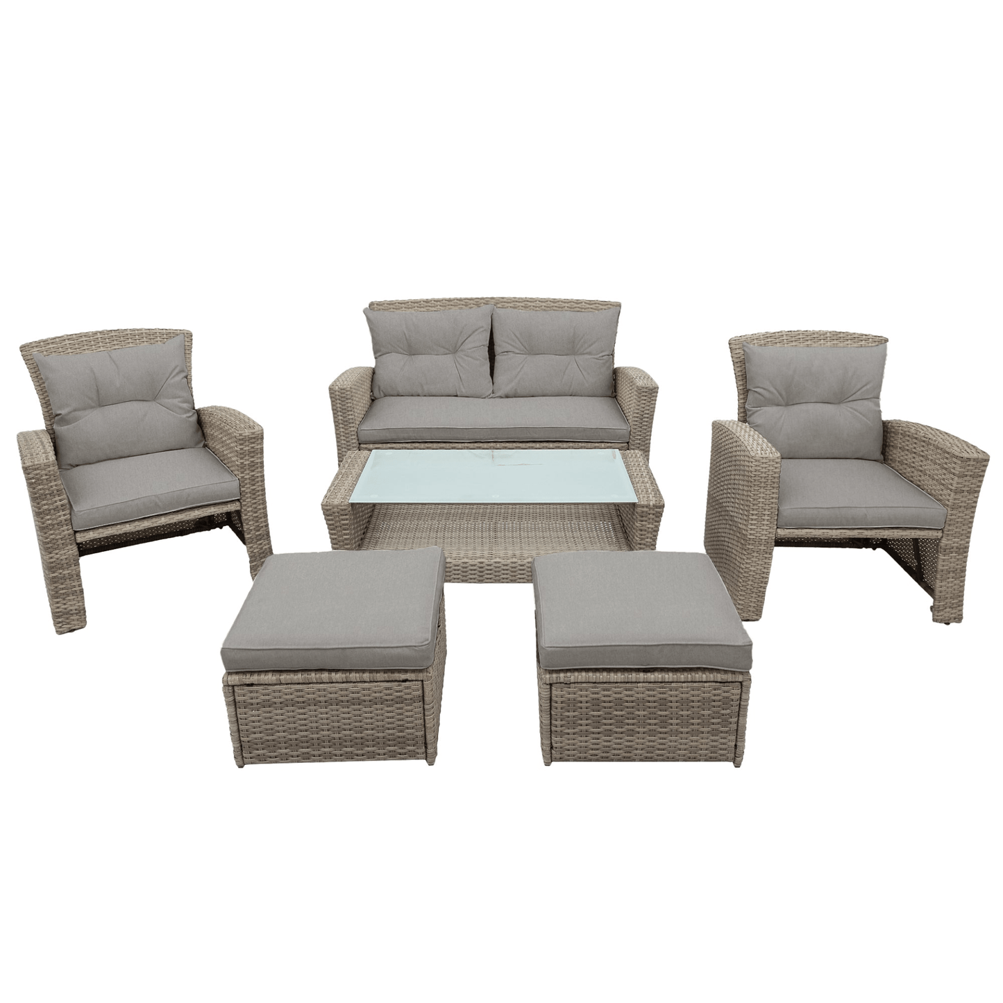 4 Piece Outdoor Patio Furniture Set - All Weather Wicker Sectional Sofa with Ottoman and Cushions - CurtisJ Designs