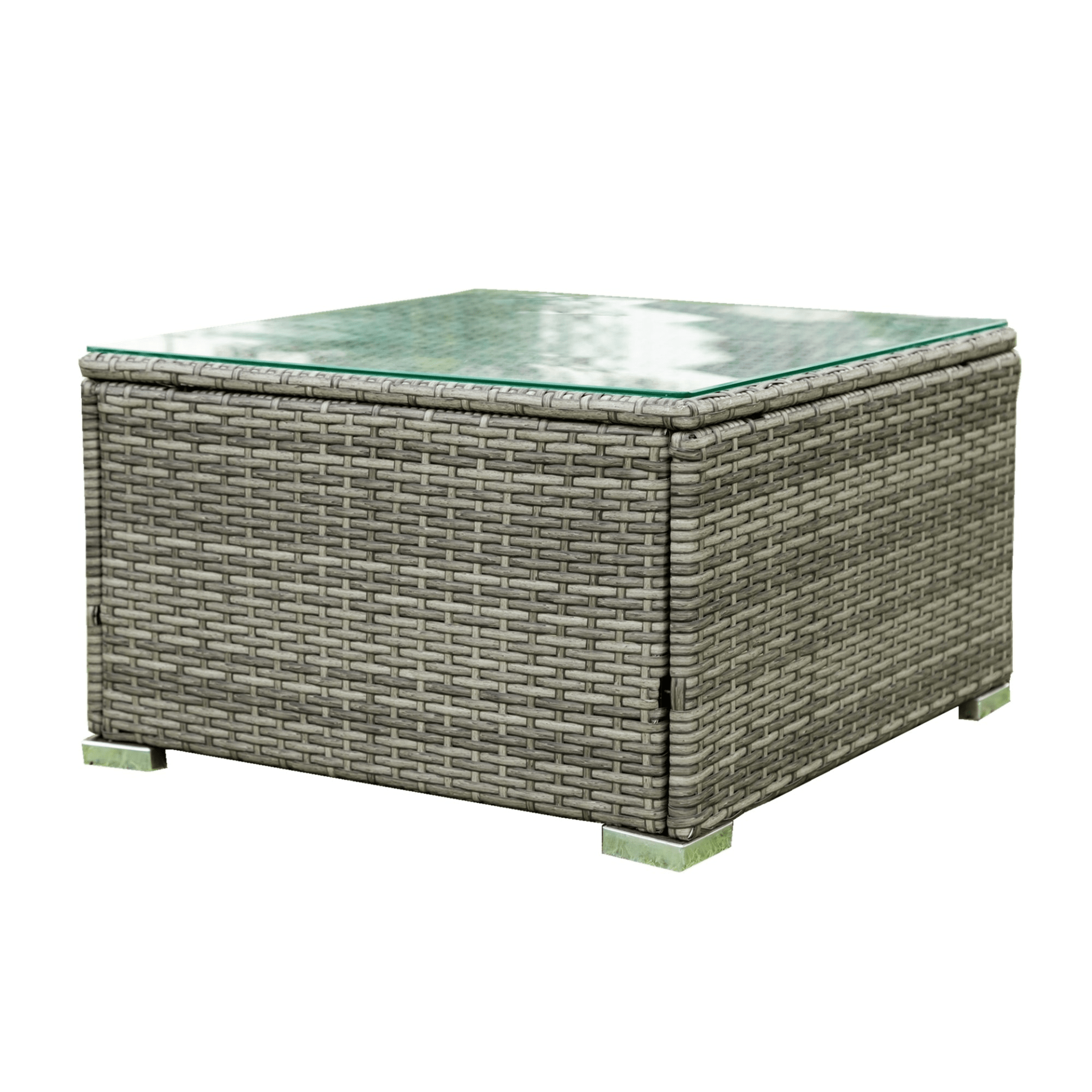 4 Piece Patio Sectional Wicker Rattan Outdoor Furniture Sofa Set with Storage Box - Grey | High - Quality, Comfortable, and Stylish - CurtisJ Designs