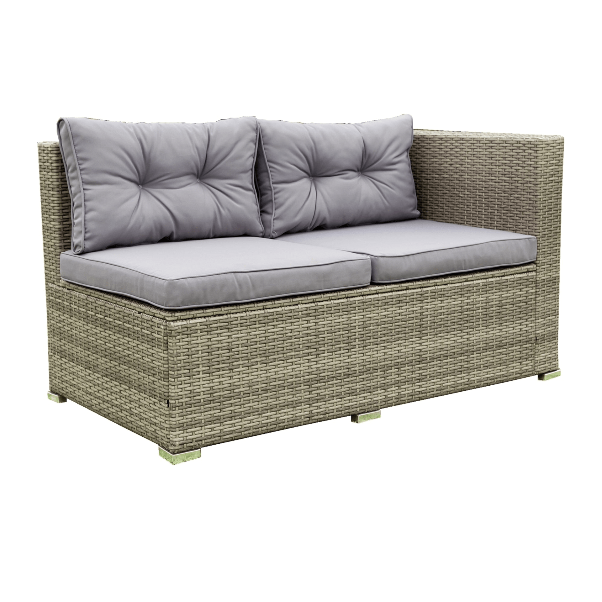 4 Piece Patio Sectional Wicker Rattan Outdoor Furniture Sofa Set with Storage Box - Grey | High - Quality, Comfortable, and Stylish - CurtisJ Designs