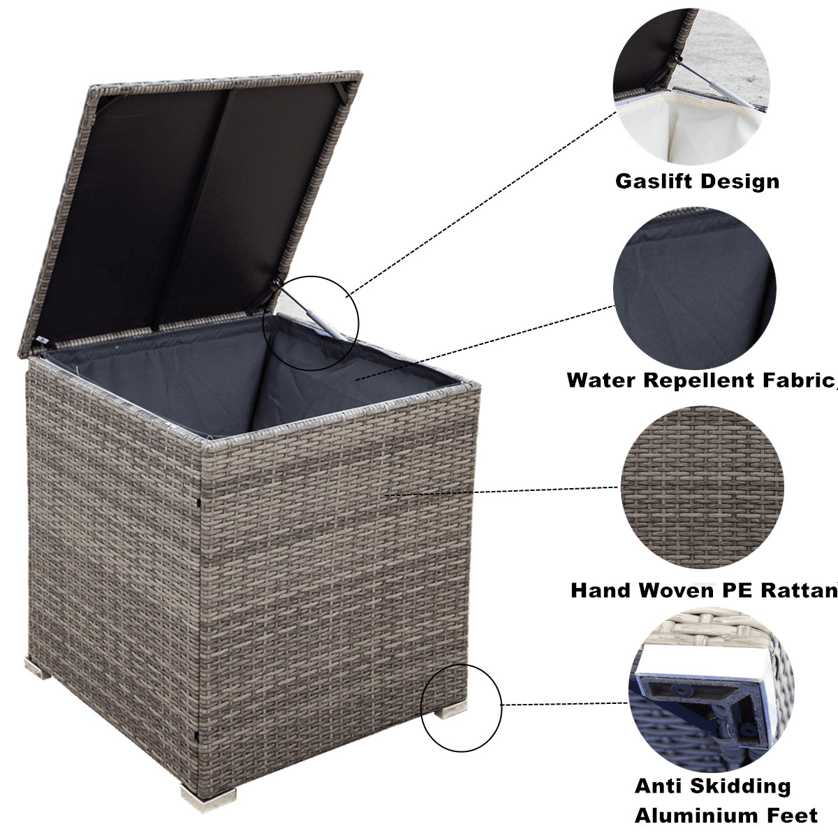 4 Piece Patio Sectional Wicker Rattan Outdoor Furniture Sofa Set with Storage Box - Grey | High - Quality, Comfortable, and Stylish - CurtisJ Designs