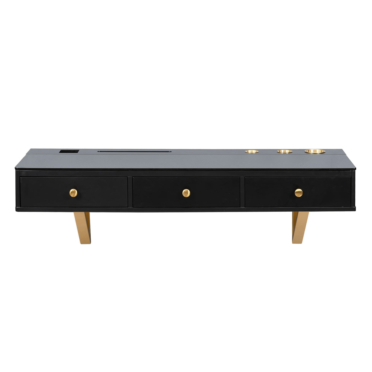 47" Floating Shelf with Drawer - Multi - Purpose Wall - Mounted Vanity Table, Mounted Desk - Black and Golden - CurtisJ Designs