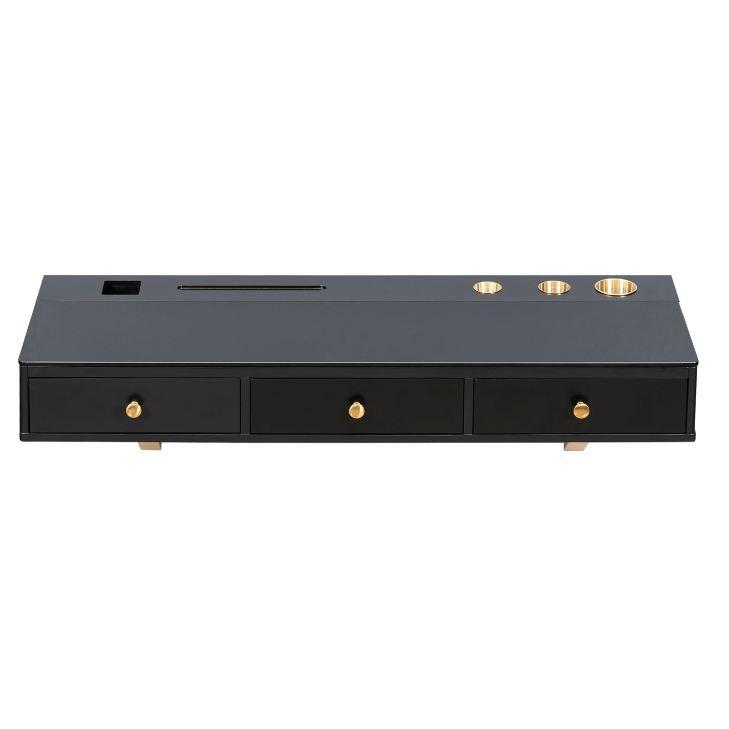 47" Floating Shelf with Drawer - Multi - Purpose Wall - Mounted Vanity Table, Mounted Desk - Black and Golden - CurtisJ Designs