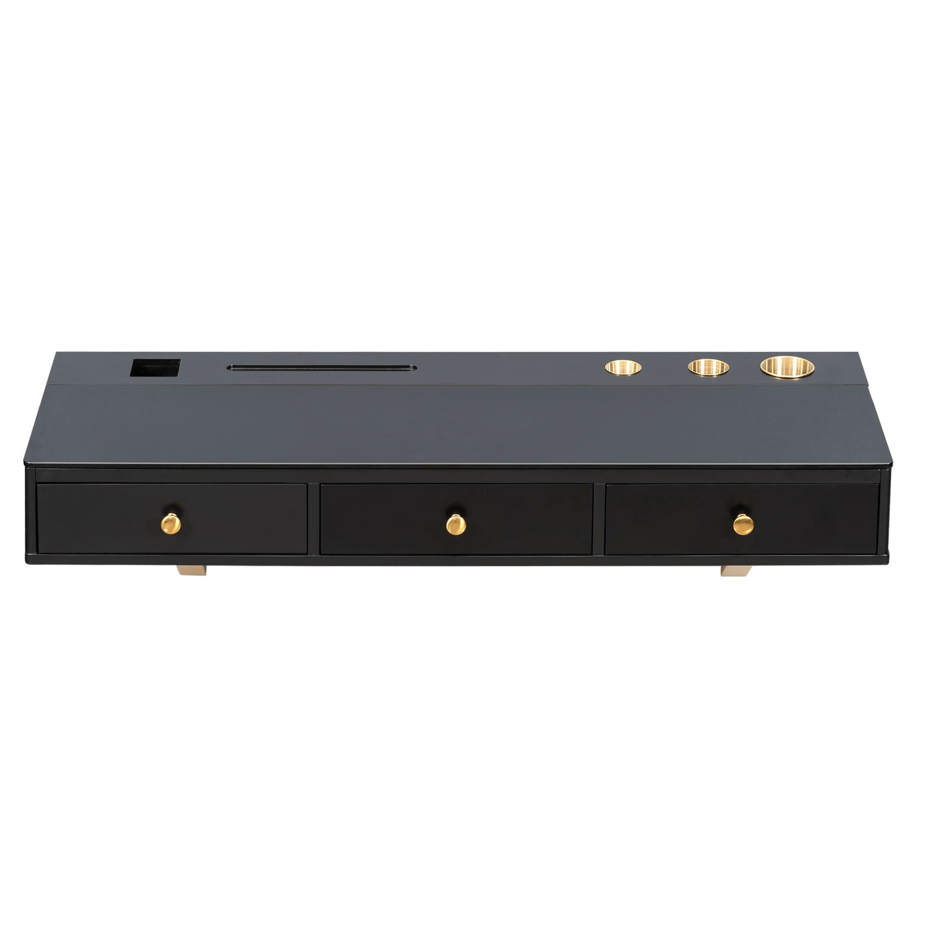 47" Floating Shelf with Drawer - Multi - Purpose Wall - Mounted Vanity Table, Mounted Desk - Black and Golden - CurtisJ Designs