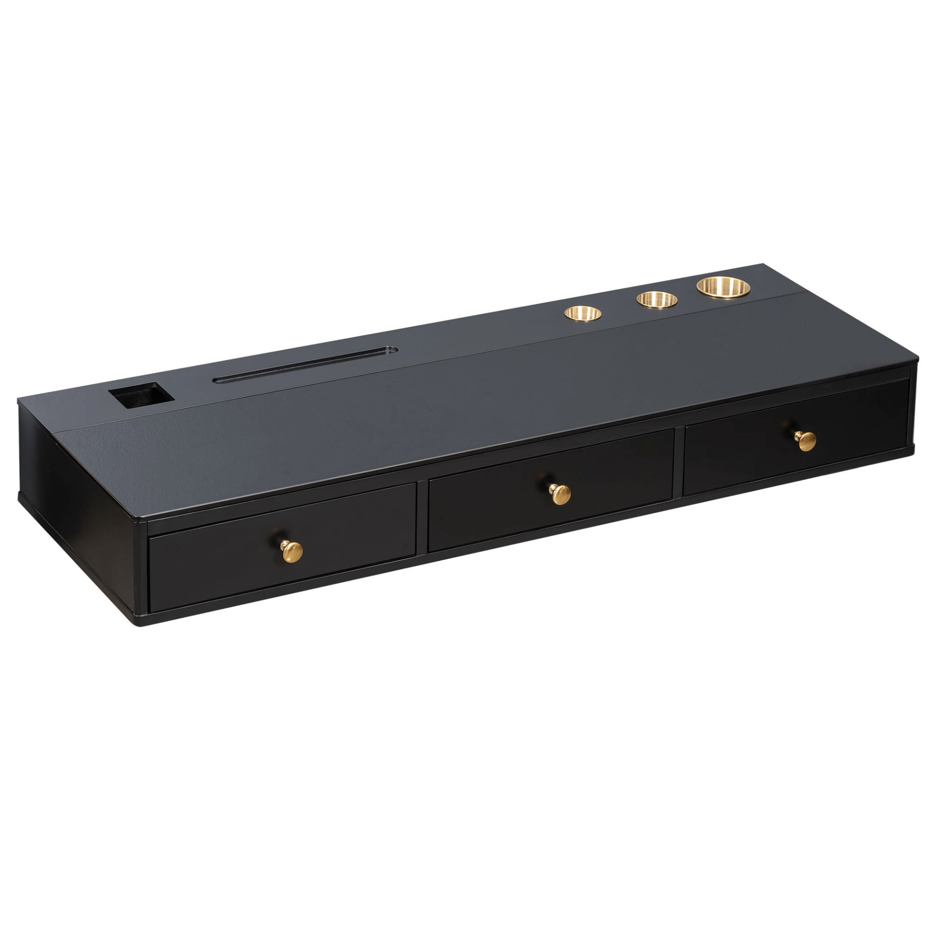 47" Floating Shelf with Drawer - Multi - Purpose Wall - Mounted Vanity Table, Mounted Desk - Black and Golden - CurtisJ Designs