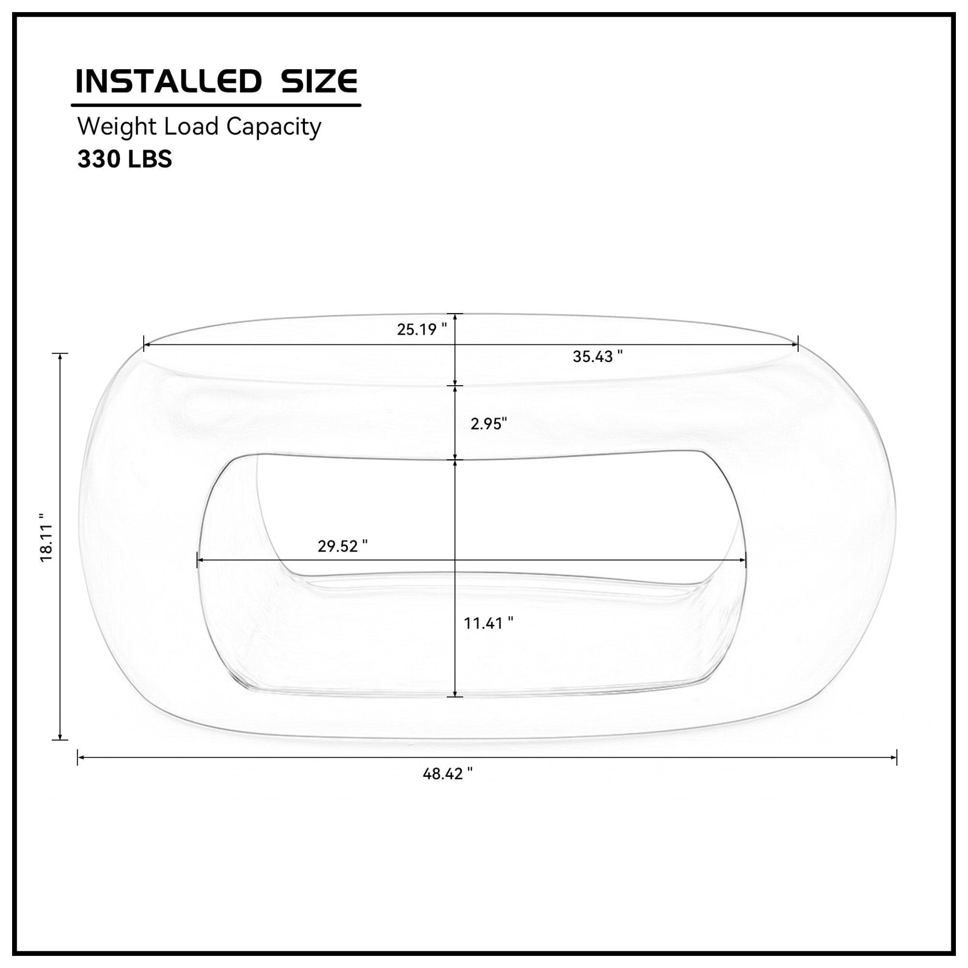 48.42'' Modern Oval Coffee Table – Elegant White Fiberglass Cocktail Table, No Assembly Required - CurtisJ Designs