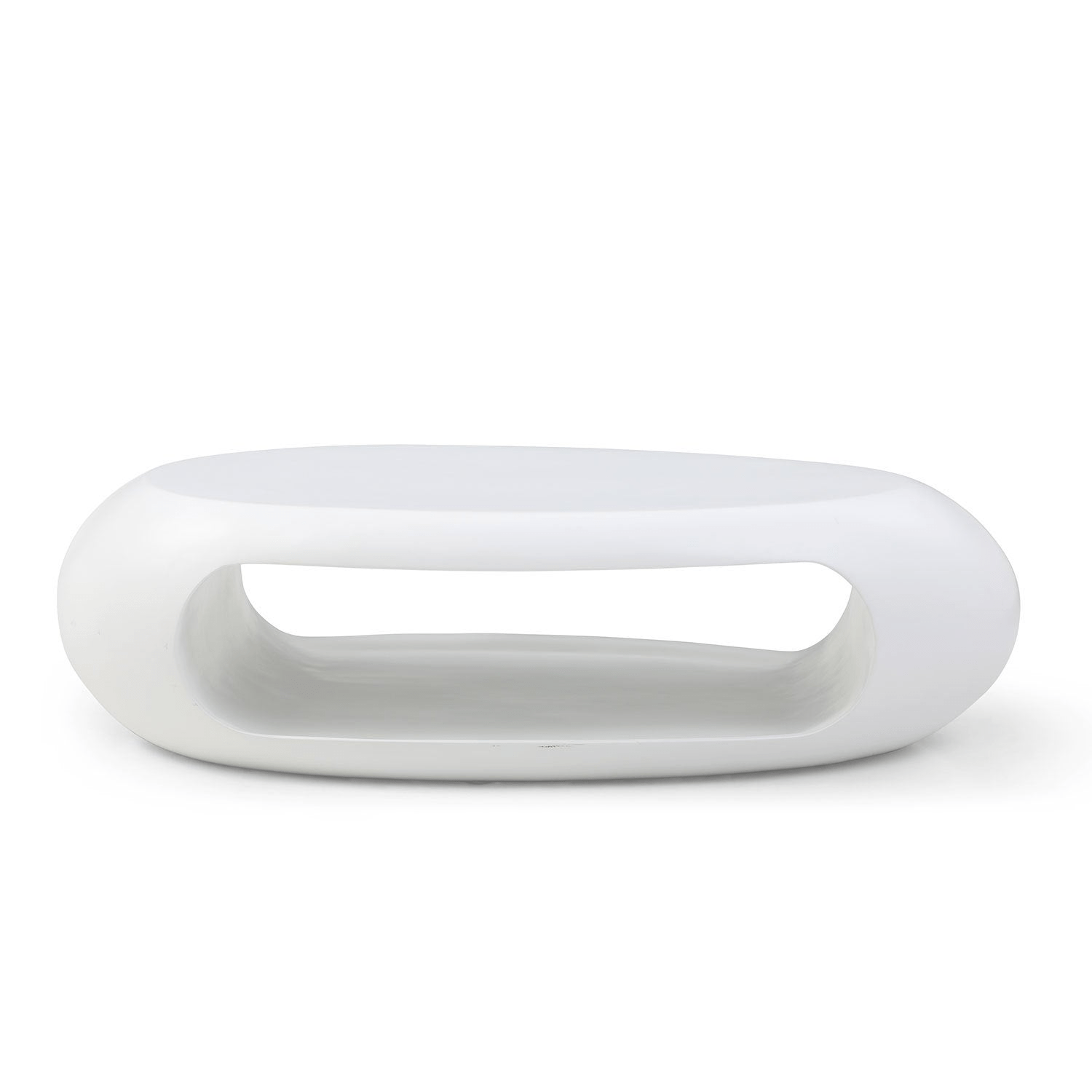 48.42'' Modern Oval Coffee Table – Elegant White Fiberglass Cocktail Table, No Assembly Required - CurtisJ Designs