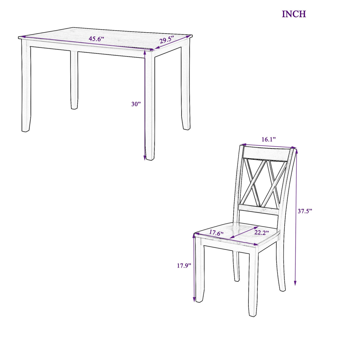 5 - Piece Dining Table Set Home Kitchen Table and Chairs Wood Dining Set, White+Cherry - CurtisJ Designs