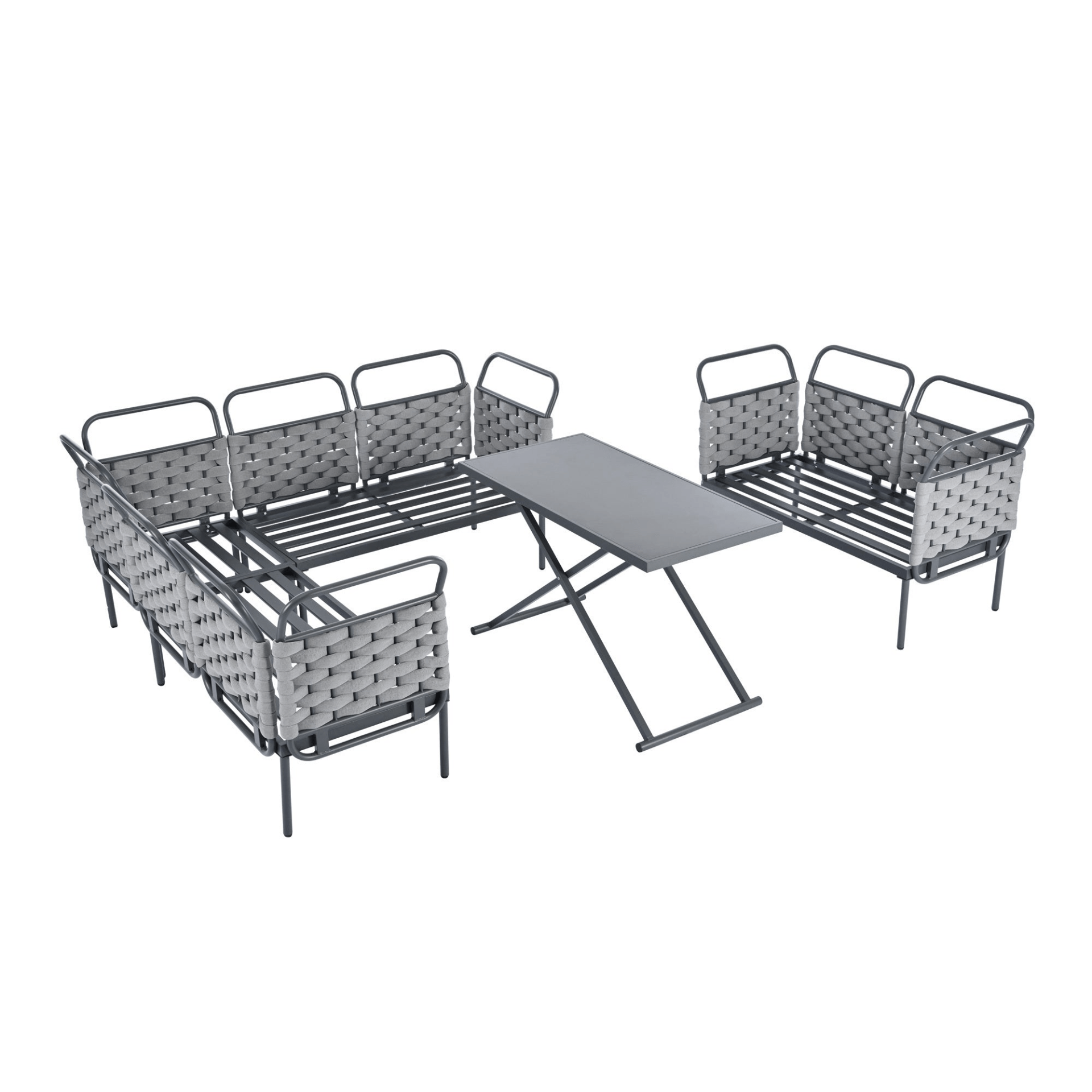 5 - Piece Modern Outdoor Patio Sectional Sofa Set with Table & Cushions, Gray & Beige - CurtisJ Designs