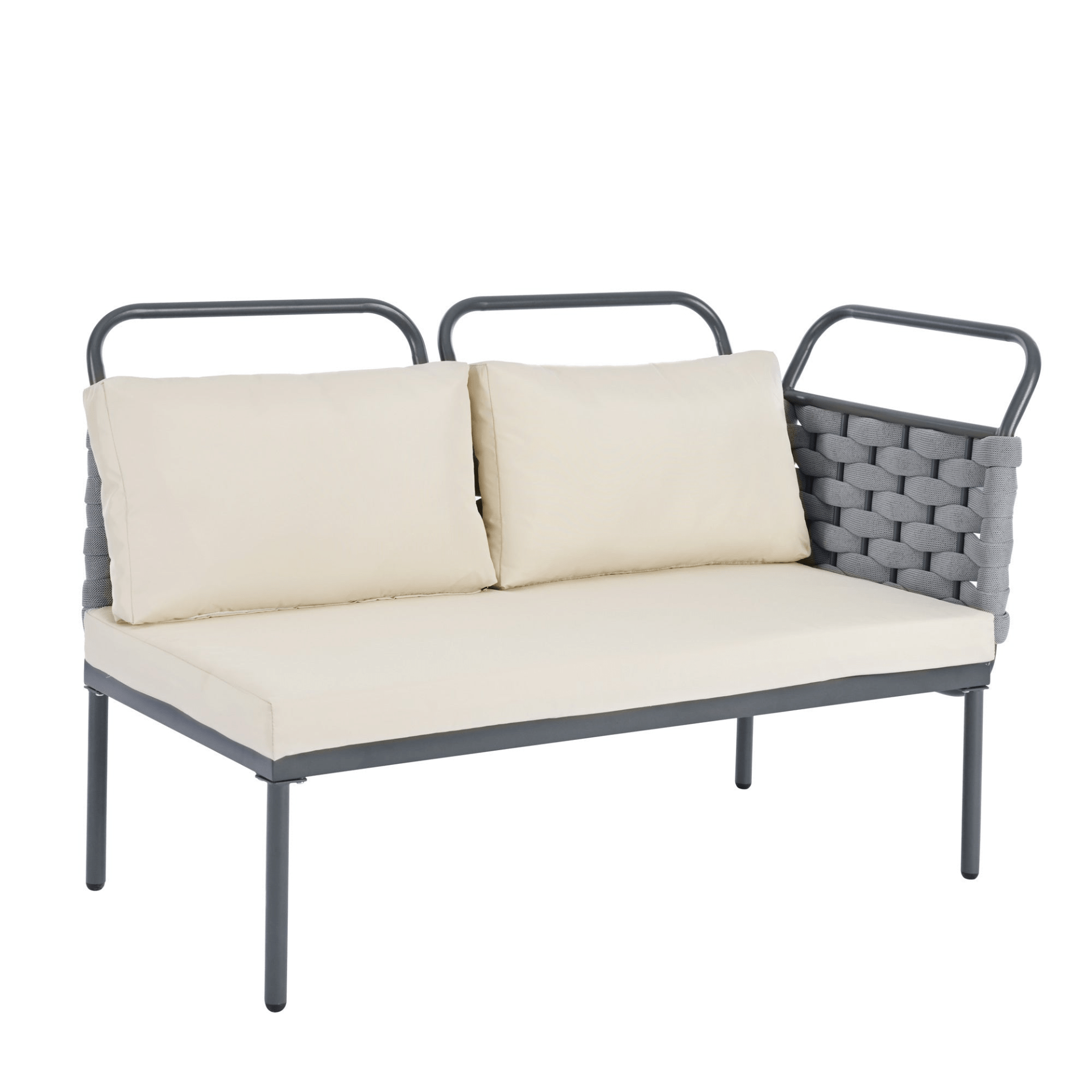 5 - Piece Modern Outdoor Patio Sectional Sofa Set with Table & Cushions, Gray & Beige - CurtisJ Designs