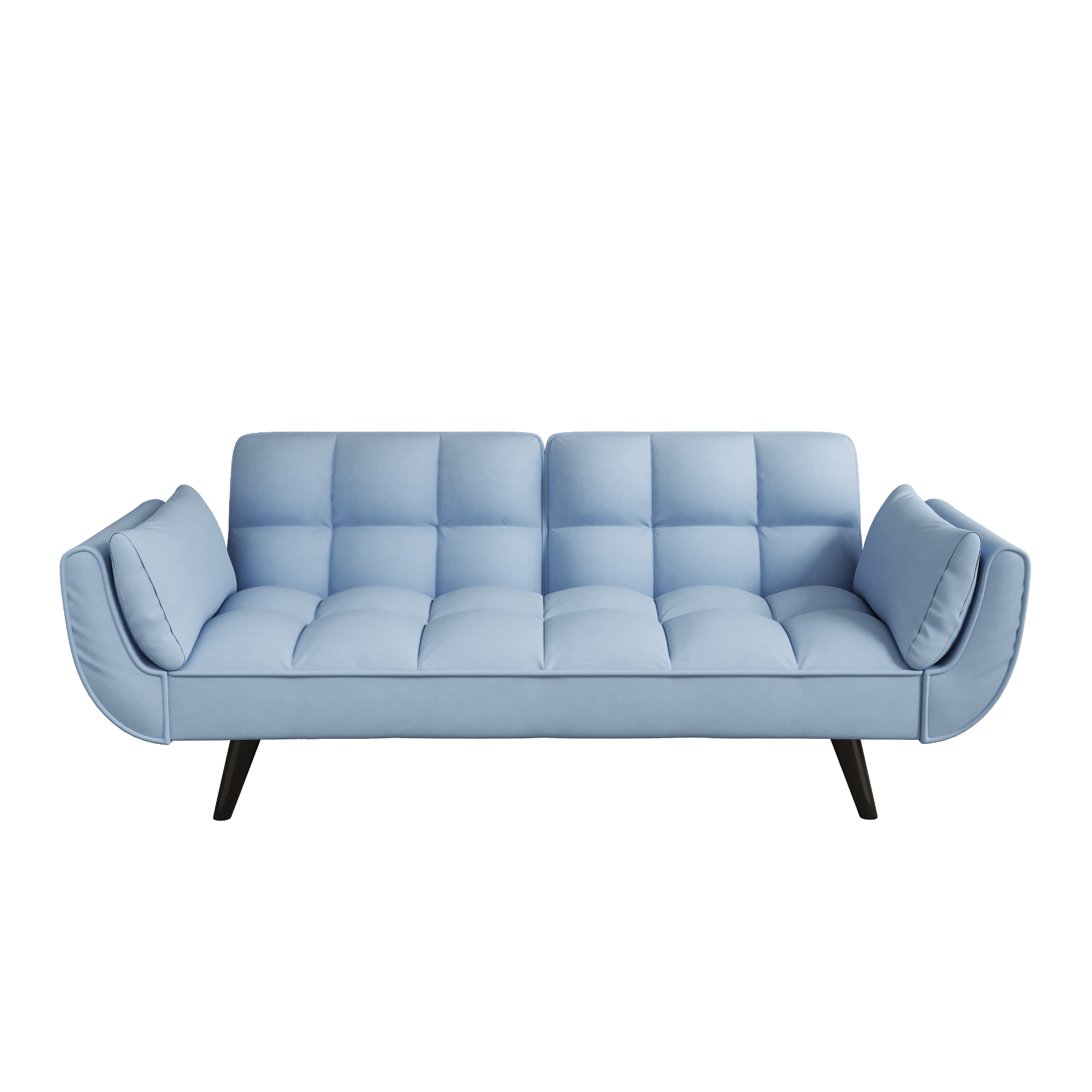 57" Blue Velvet Sofa with Two Armrests, Throw Pillow, Comfortable Fit for Apartment or Small Spaces - CurtisJ Designs