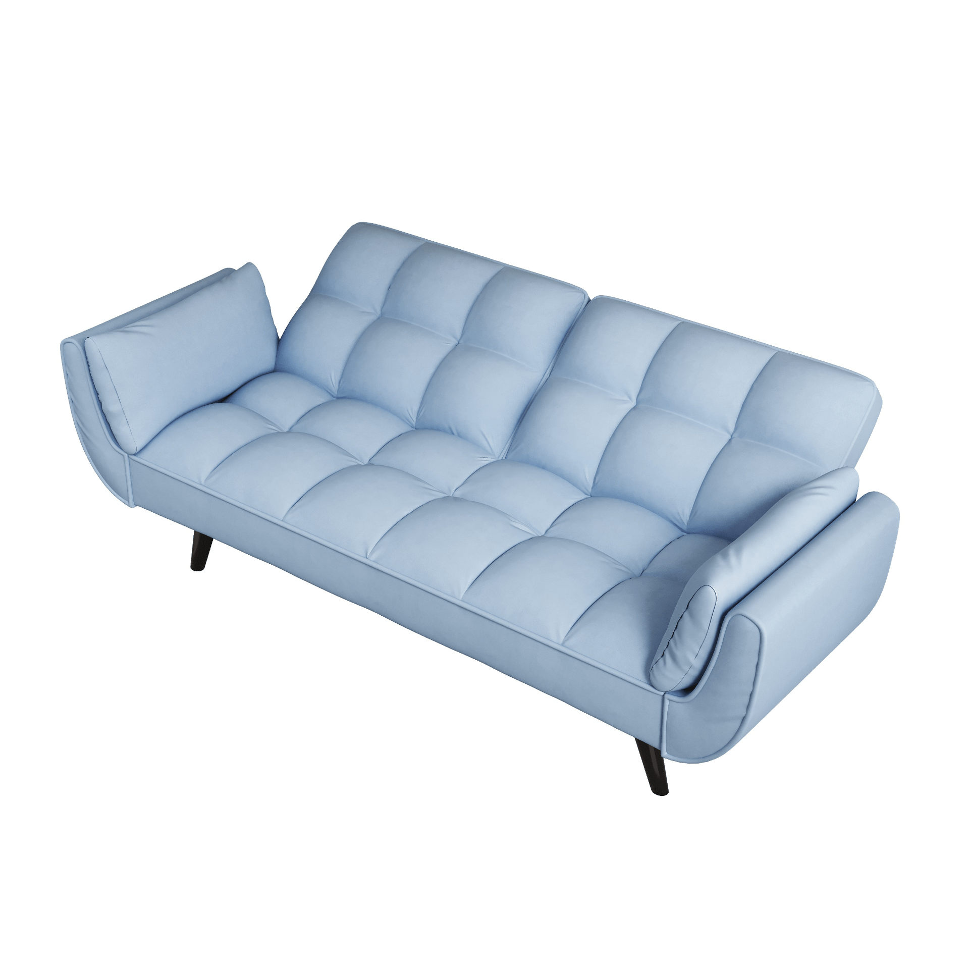 57" Blue Velvet Sofa with Two Armrests, Throw Pillow, Comfortable Fit for Apartment or Small Spaces - CurtisJ Designs