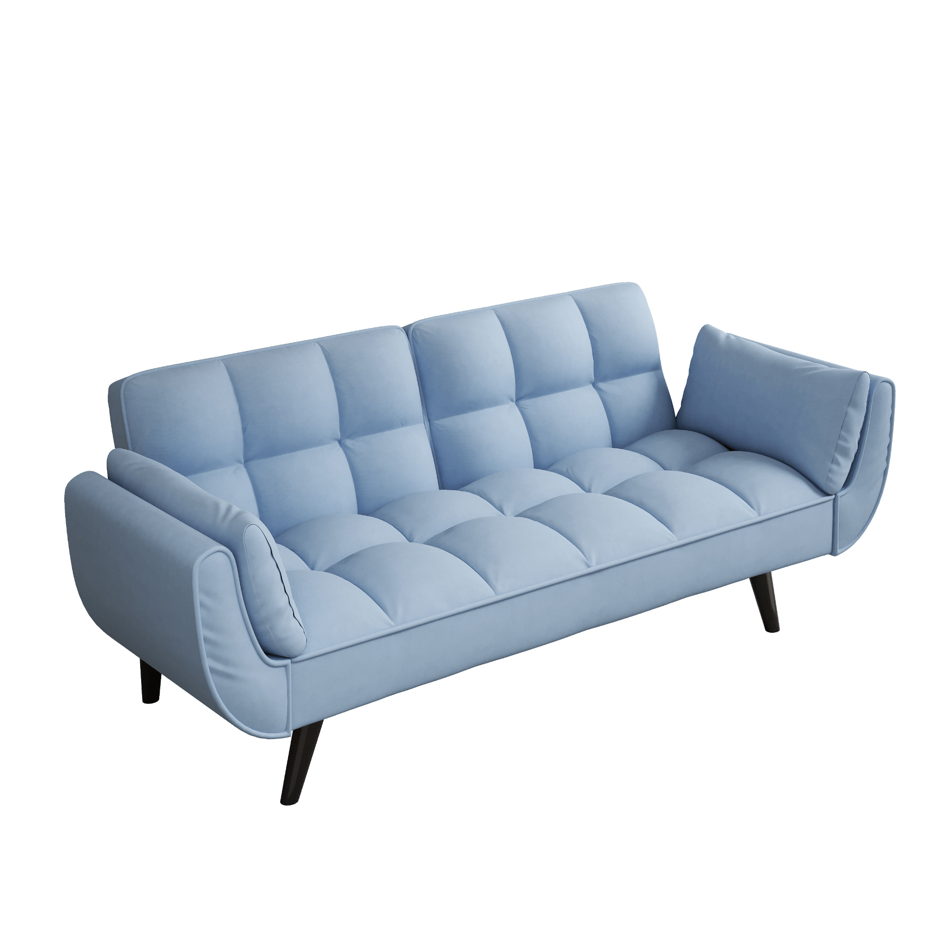 57" Blue Velvet Sofa with Two Armrests, Throw Pillow, Comfortable Fit for Apartment or Small Spaces - CurtisJ Designs