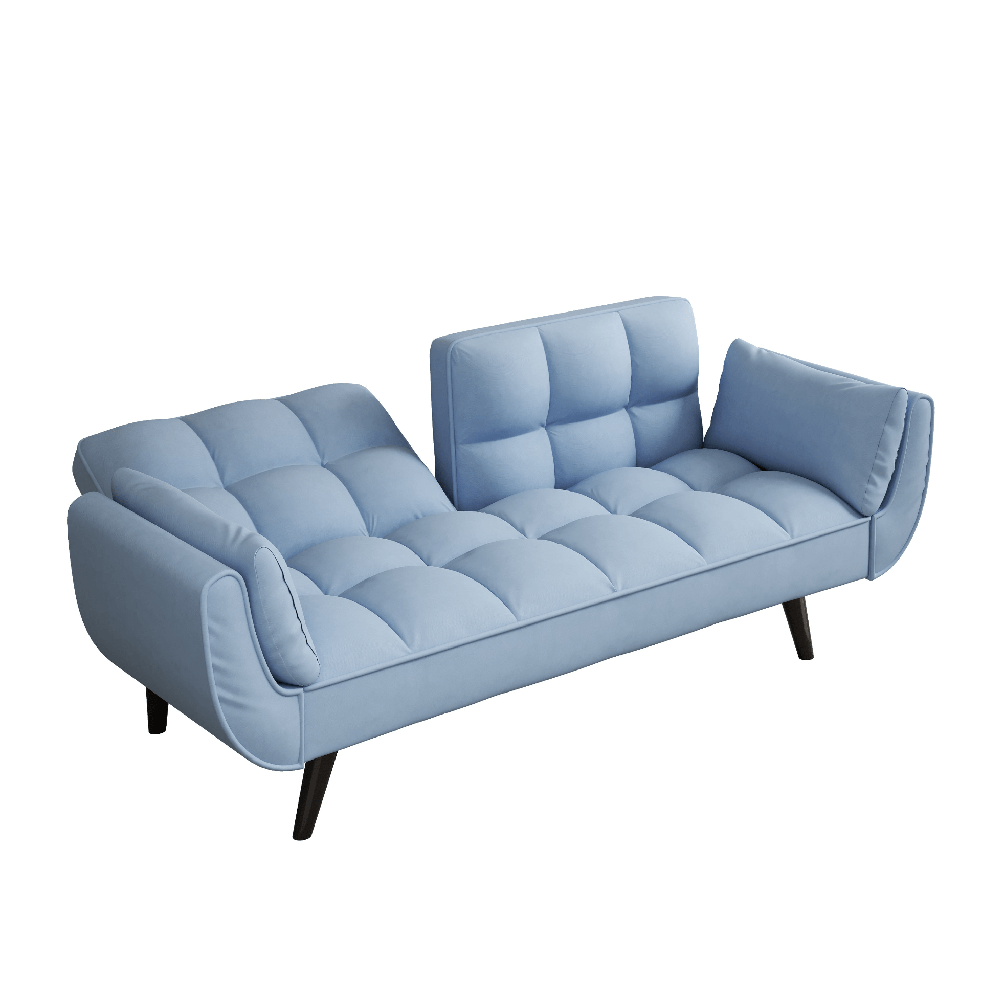 57" Blue Velvet Sofa with Two Armrests, Throw Pillow, Comfortable Fit for Apartment or Small Spaces - CurtisJ Designs