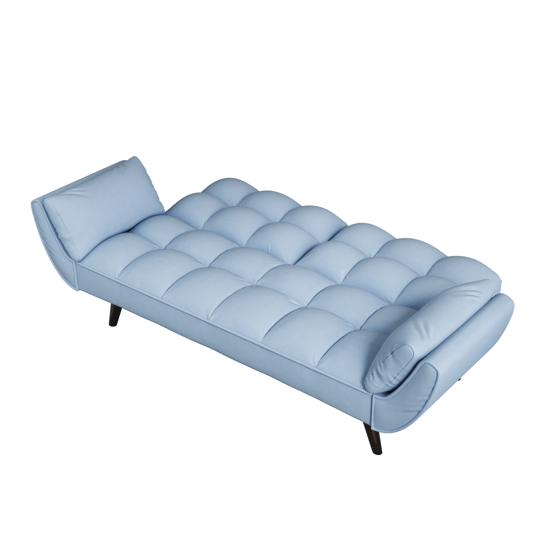 57" Blue Velvet Sofa with Two Armrests, Throw Pillow, Comfortable Fit for Apartment or Small Spaces - CurtisJ Designs