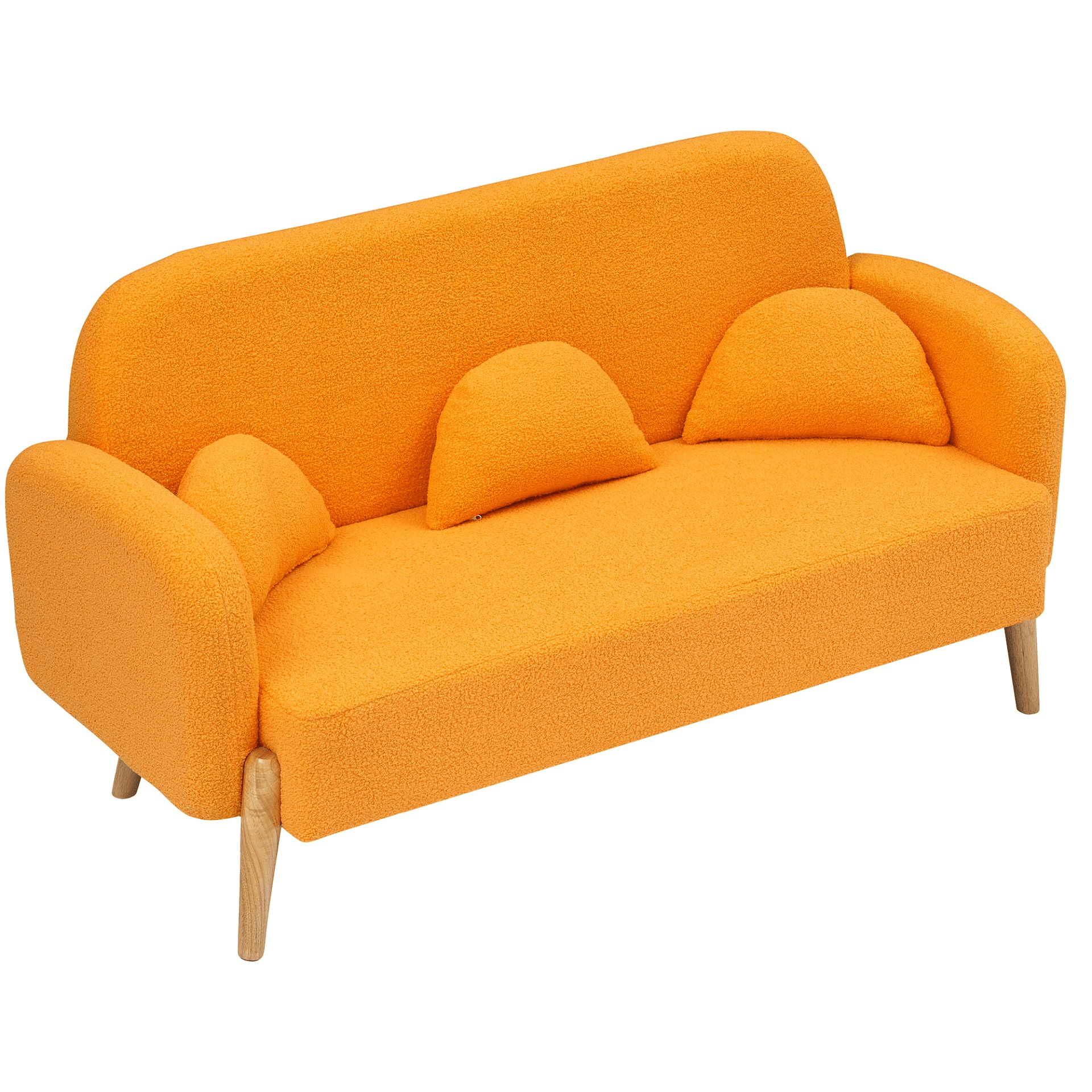 59.1" Teddy Velvet Beige Two - Seater Sofa with Three Lumbar Pillows - Comfortable & Stylish - CurtisJ Designs