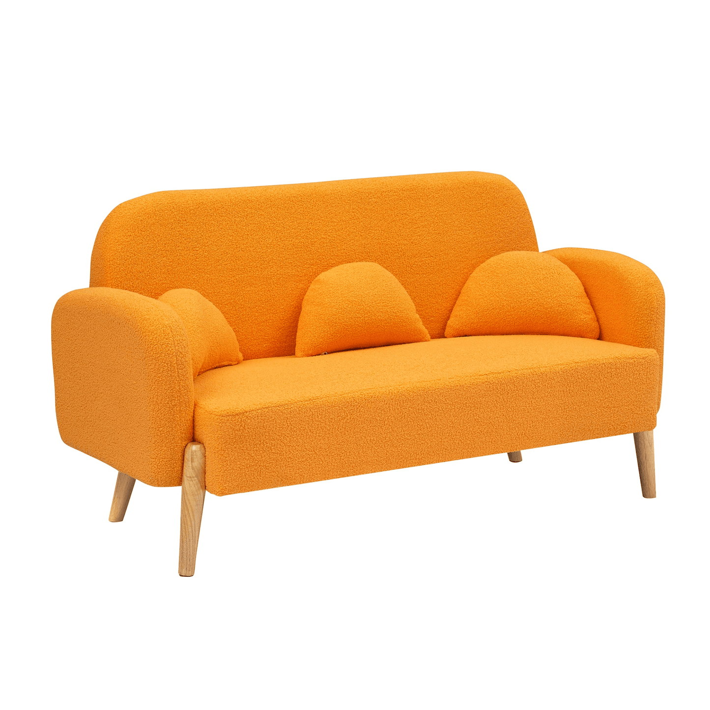 59.1" Teddy Velvet Beige Two - Seater Sofa with Three Lumbar Pillows - Comfortable & Stylish - CurtisJ Designs