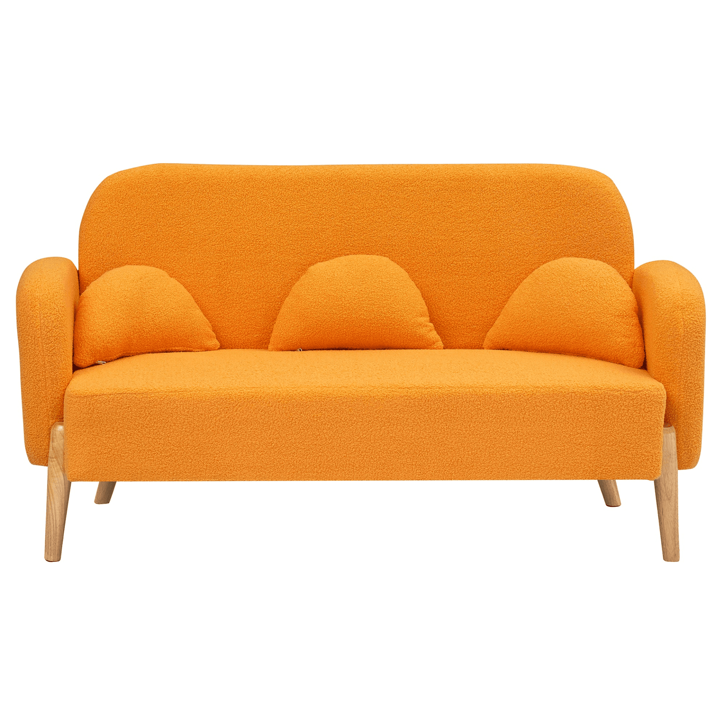 59.1" Teddy Velvet Beige Two - Seater Sofa with Three Lumbar Pillows - Comfortable & Stylish - CurtisJ Designs