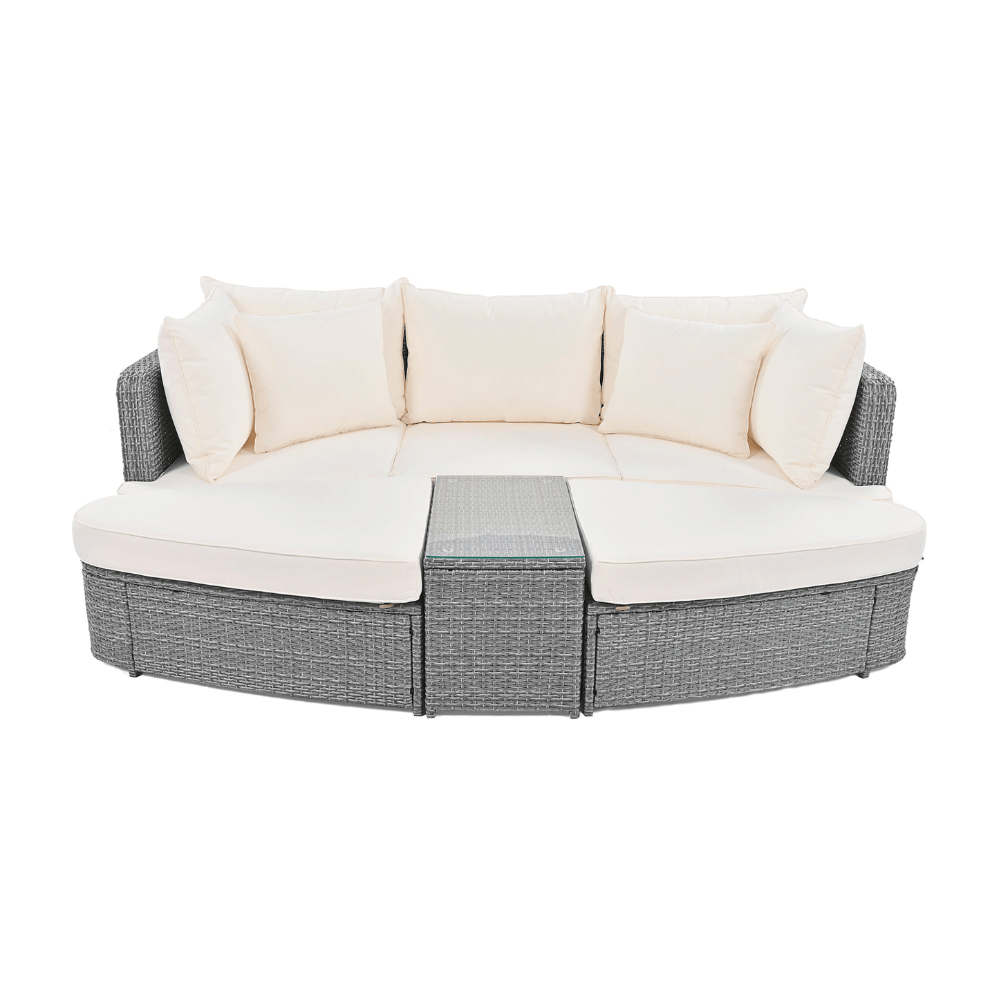 6 - Piece Patio Outdoor Conversation Sofa Set - PE Wicker Rattan Seating Group with Coffee Table, Beige - CurtisJ Designs