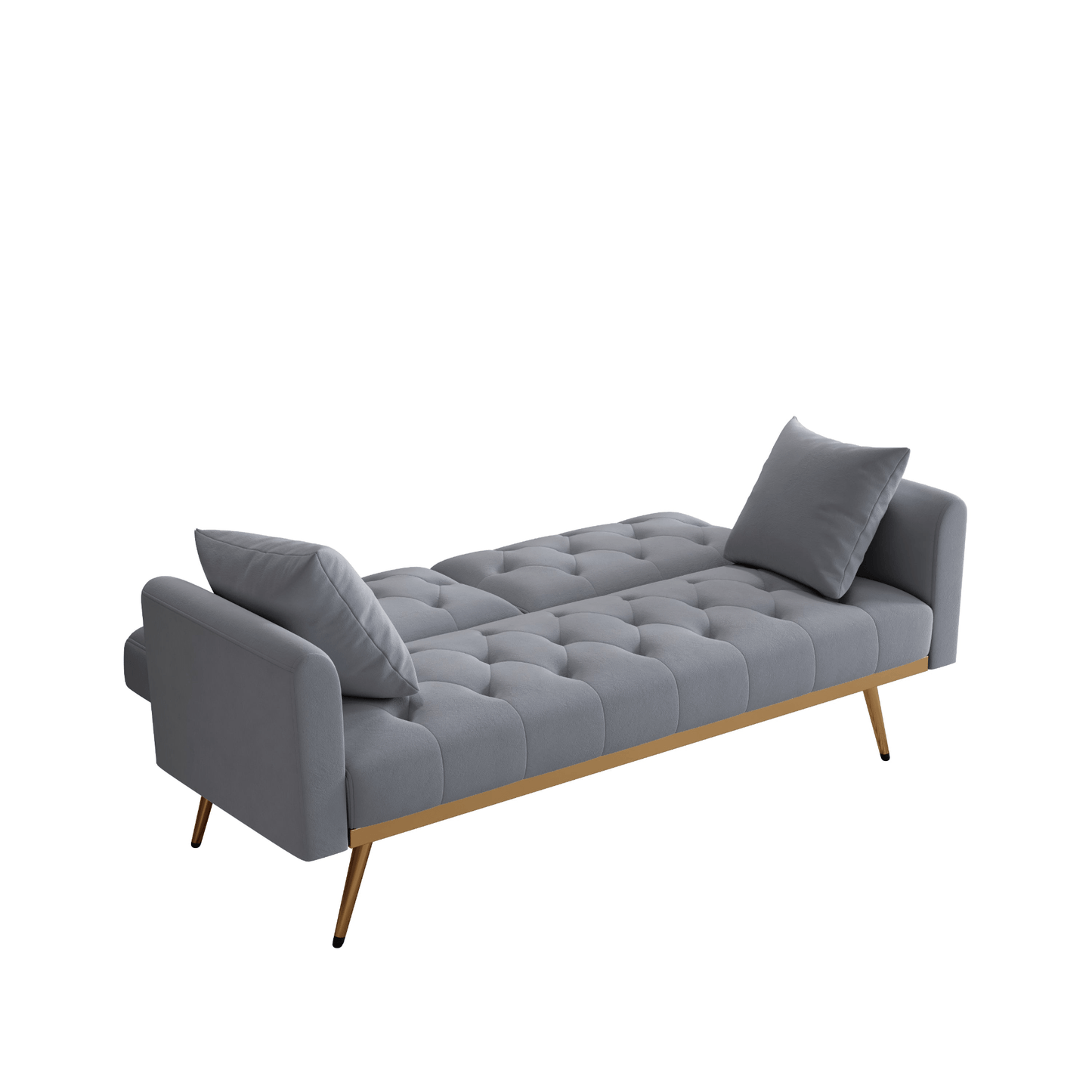 68.3" Gray Velvet Nail Head Sofa Bed with Throw Pillow and Adjustable Back - Elegant & Comfortable, Perfect for Living Room or Bedroom - CurtisJ Designs