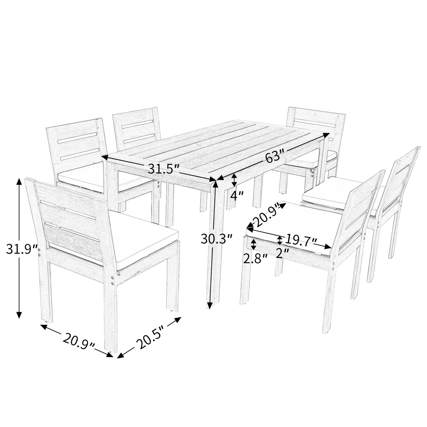 7 Piece Acacia Wood Outdoor Dining Set – Perfect for Patio, Balcony, Backyard – Easy Assembly, Comfortable Cushions, Stylish Design - CurtisJ Designs