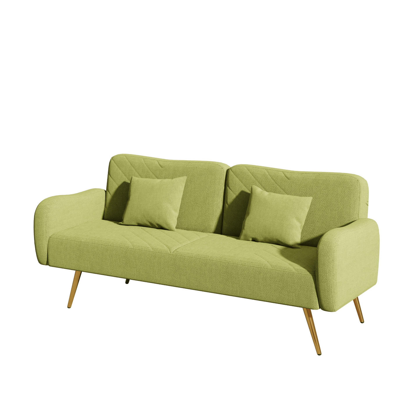 70.47" Green Fabric Double Sofa with Adjustable Split Backrest & Throw Pillows - Ideal for Living Room, Apartment, Home Office - CurtisJ Designs