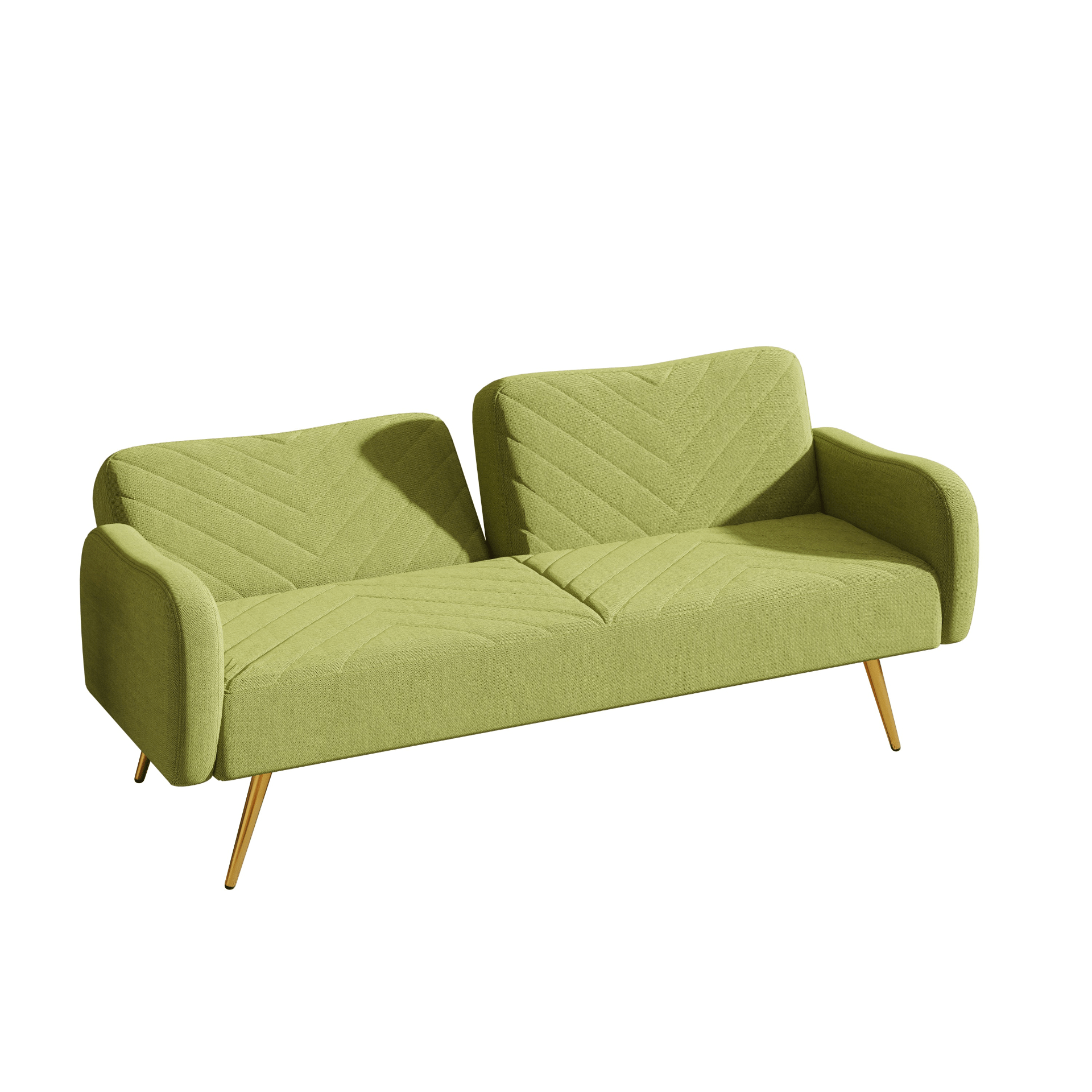 70.47" Green Fabric Double Sofa with Adjustable Split Backrest & Throw Pillows - Ideal for Living Room, Apartment, Home Office - CurtisJ Designs