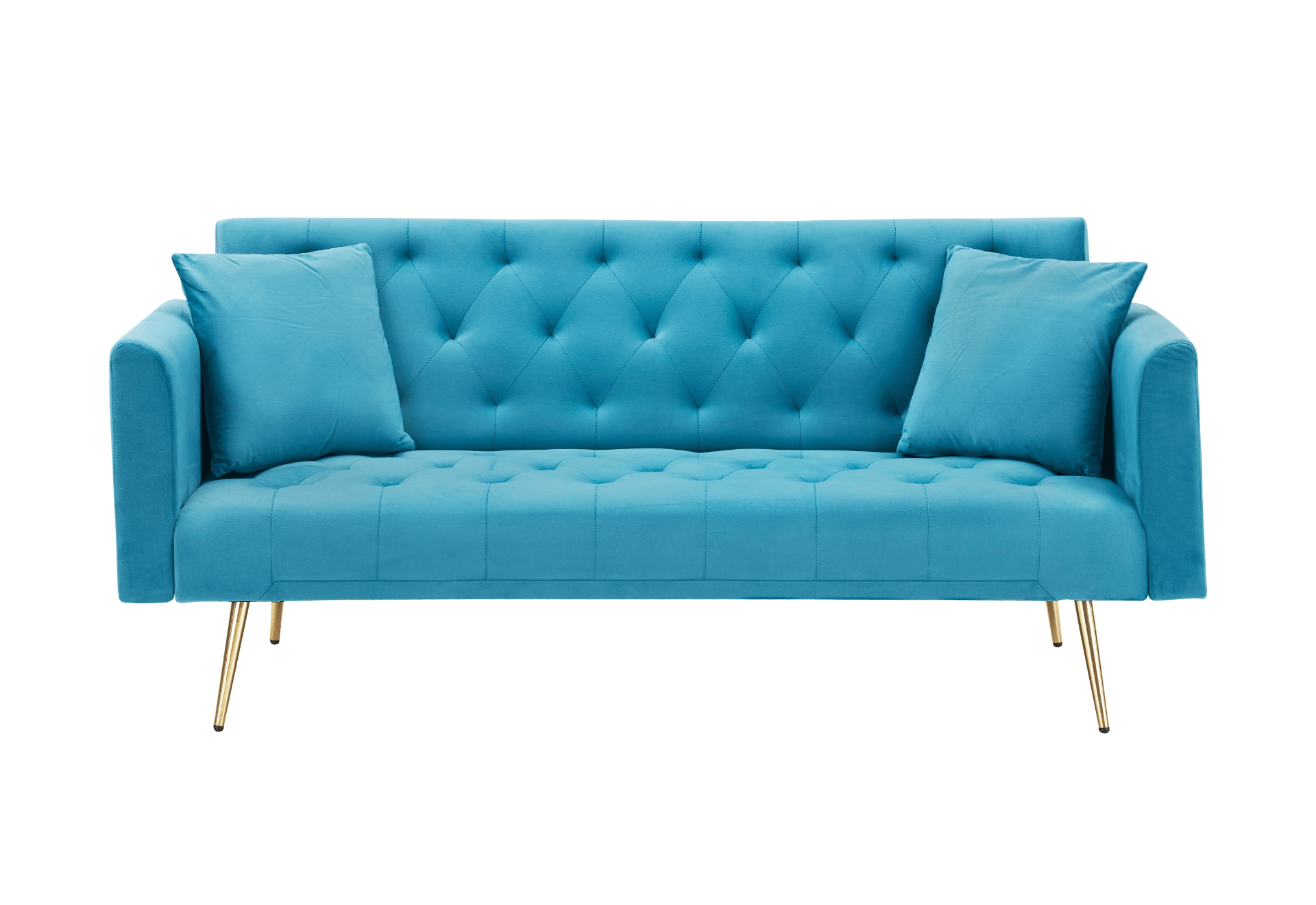 71 - Inch Convertible Love Seat Sofa - American Retro Light Blue Velvet, Ideal for Small Living Rooms, Bedrooms, and Offices - CurtisJ Designs