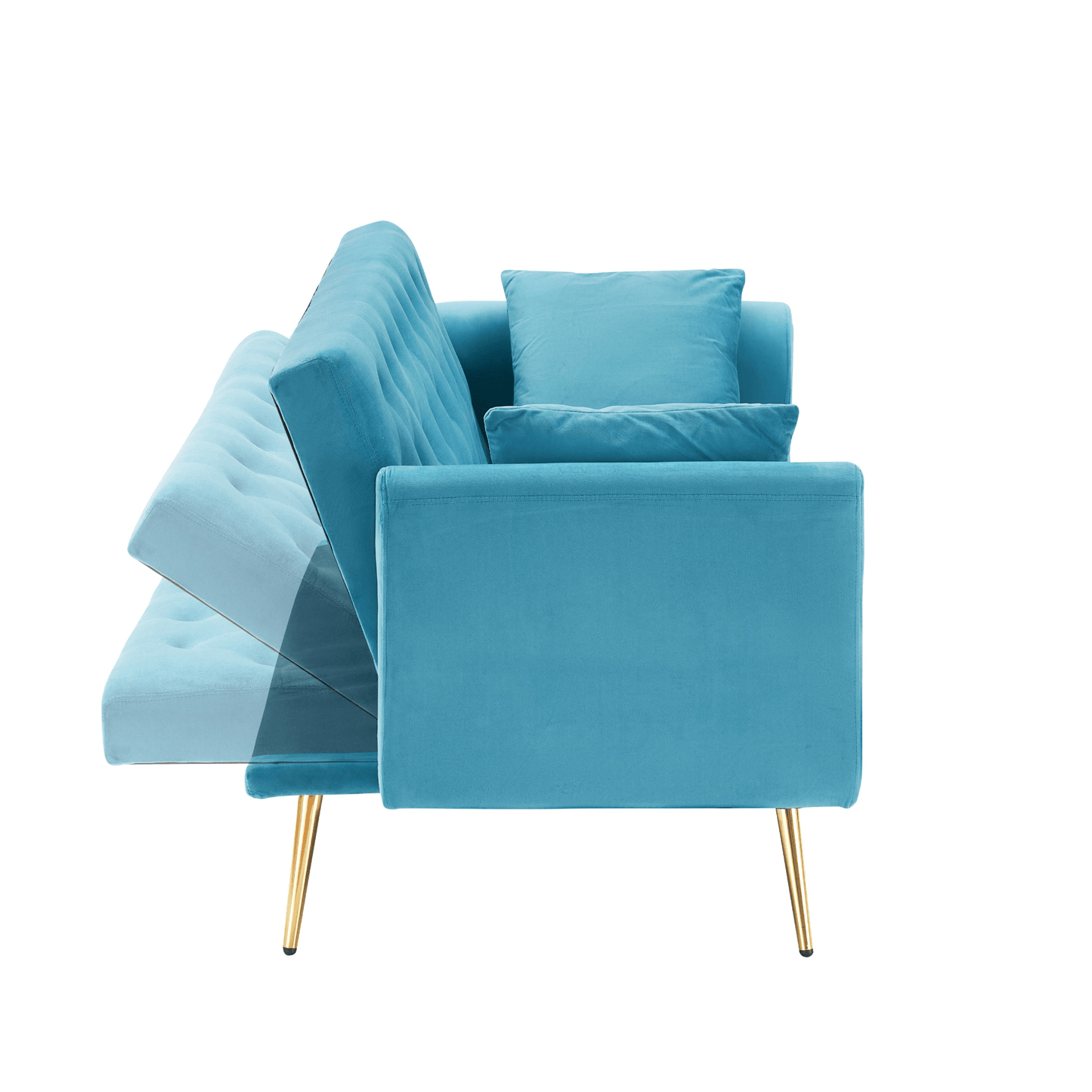 71 - Inch Convertible Love Seat Sofa - American Retro Light Blue Velvet, Ideal for Small Living Rooms, Bedrooms, and Offices - CurtisJ Designs