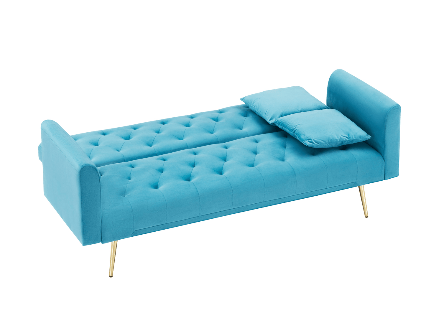 71 - Inch Convertible Love Seat Sofa - American Retro Light Blue Velvet, Ideal for Small Living Rooms, Bedrooms, and Offices - CurtisJ Designs