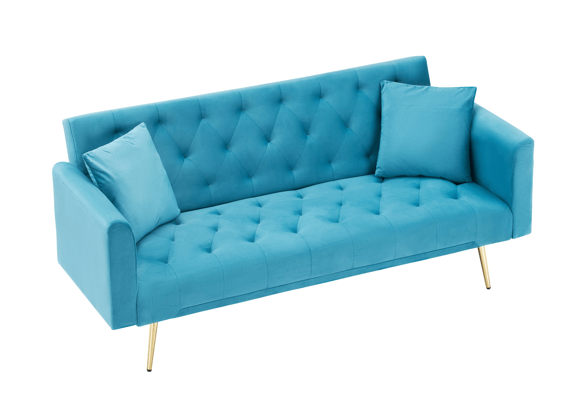 71 - Inch Convertible Love Seat Sofa - American Retro Light Blue Velvet, Ideal for Small Living Rooms, Bedrooms, and Offices - CurtisJ Designs