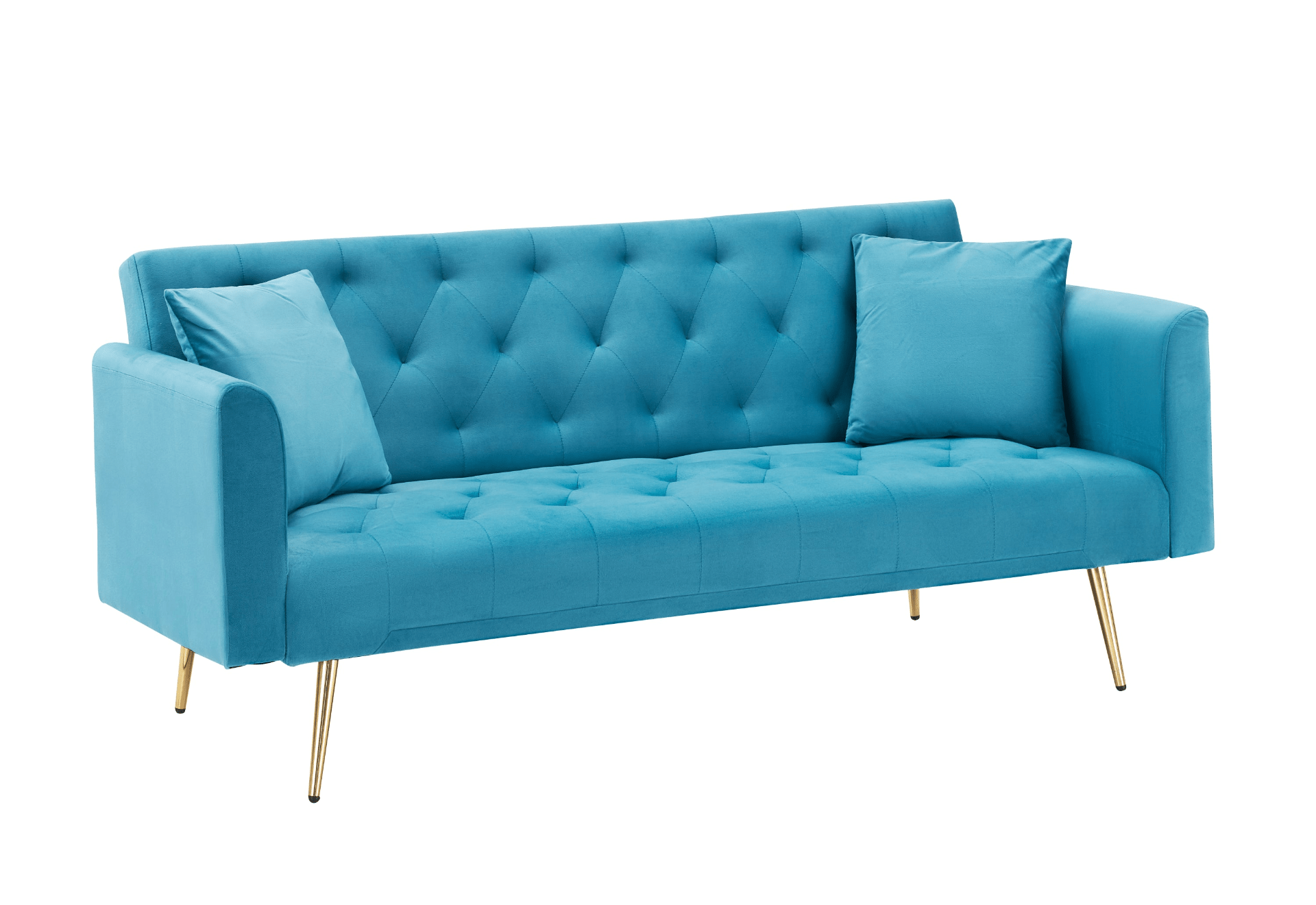 71 - Inch Convertible Love Seat Sofa - American Retro Light Blue Velvet, Ideal for Small Living Rooms, Bedrooms, and Offices - CurtisJ Designs