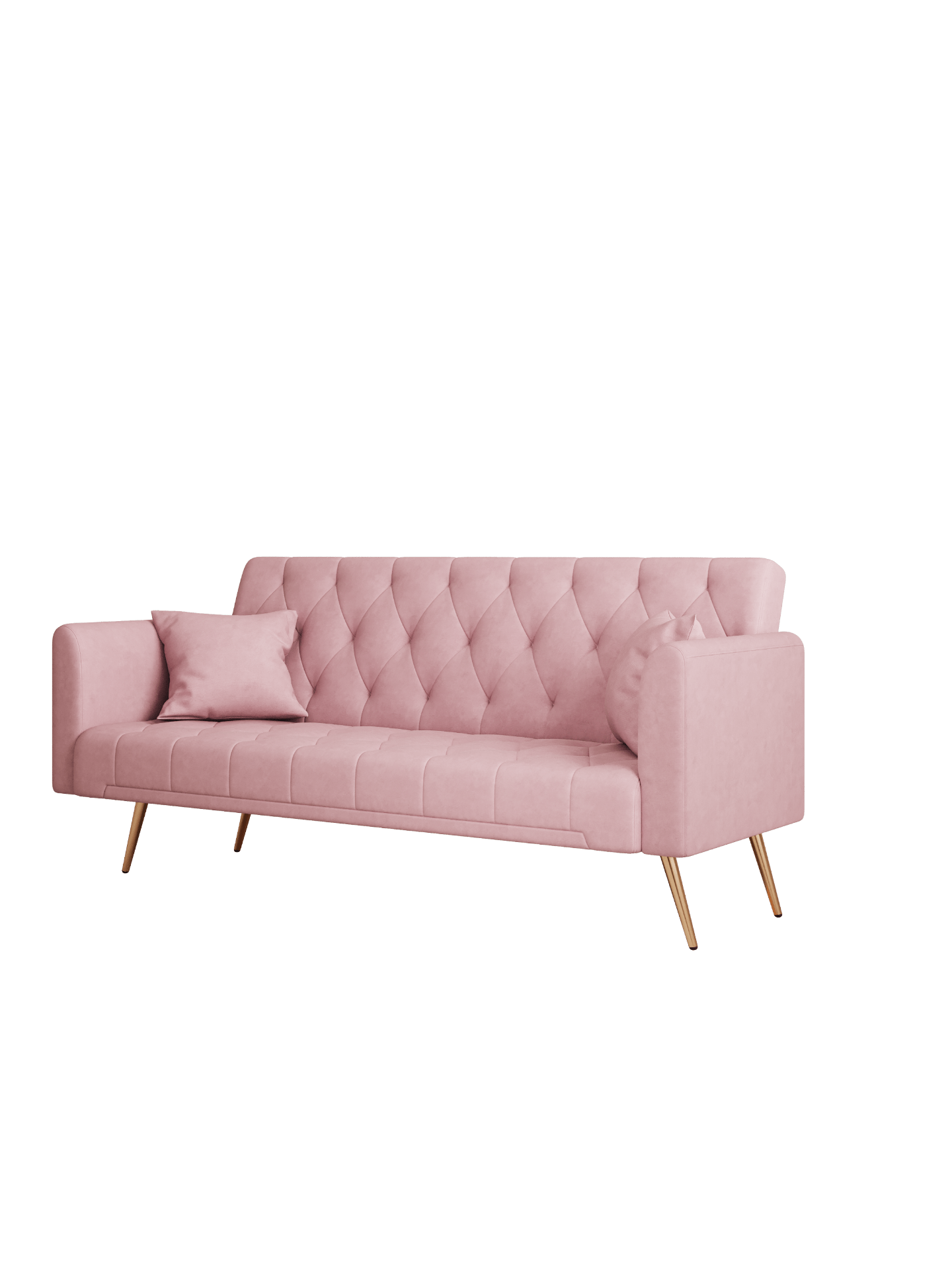 71 Inch Convertible Love Seat Sofa - American Retro Pink Velvet - Ideal for Small Living Rooms, Bedrooms, and Offices - CurtisJ Designs