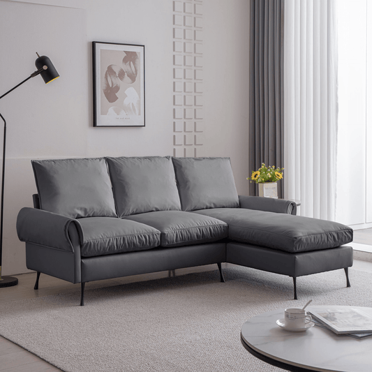 81" Modern Sectional Technical Leather L - Shaped Sofa Couch with Reversible Chaise Lounge - CurtisJ Designs