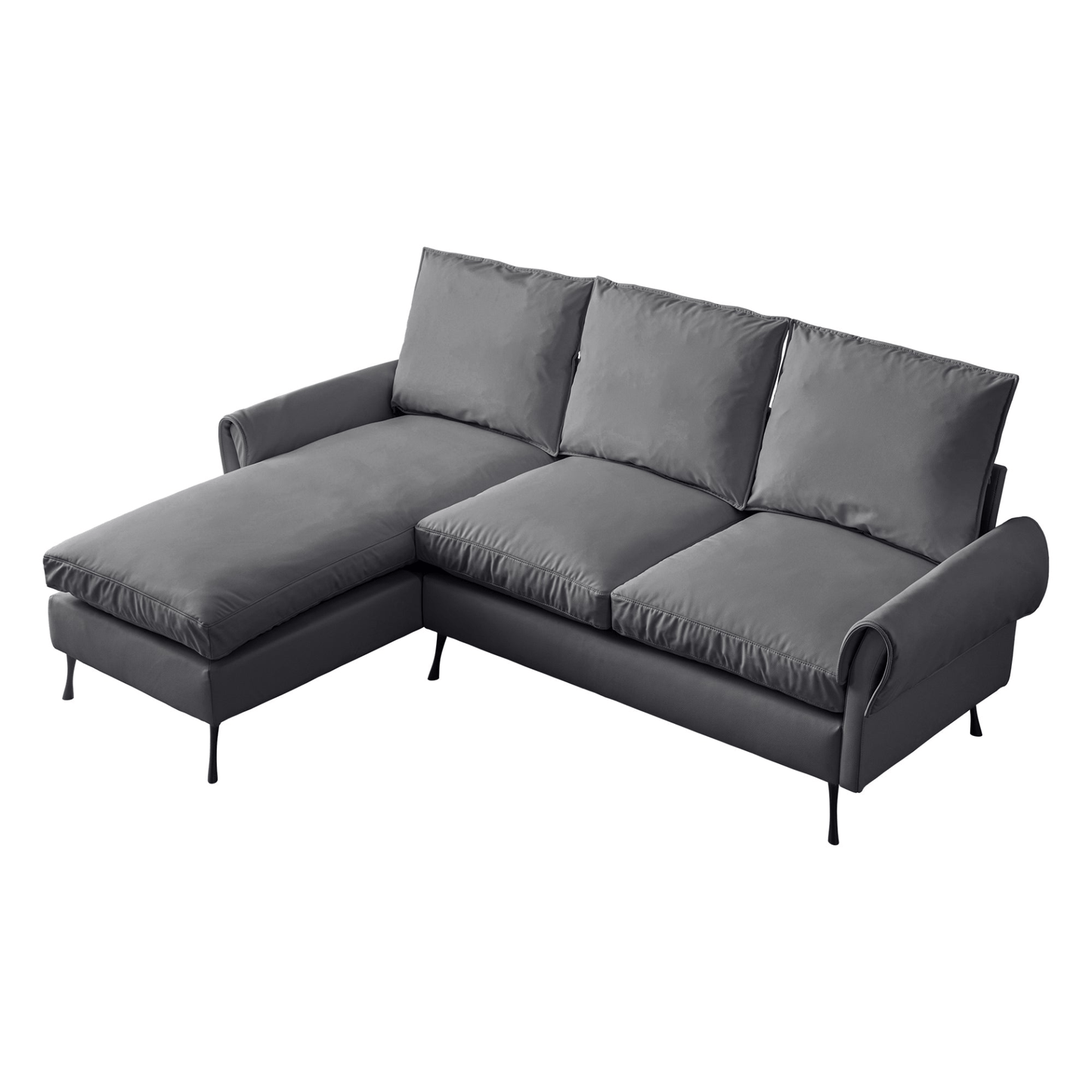 81" Modern Sectional Technical Leather L - Shaped Sofa Couch with Reversible Chaise Lounge - CurtisJ Designs