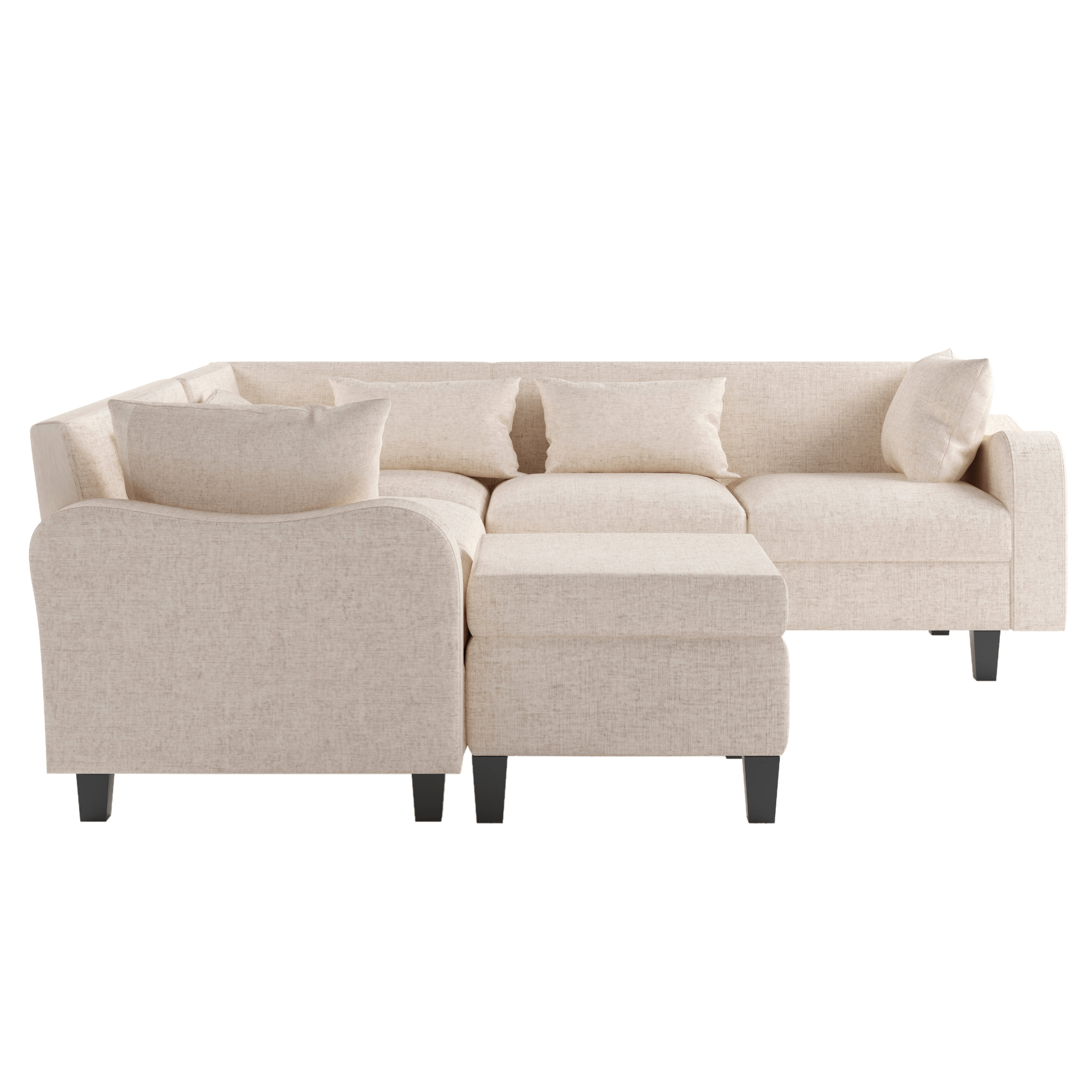 87" Modern Sectional Sofa with Coffee Table, 6 - Seat Couch Set with Storage Ottoman - CurtisJ Designs