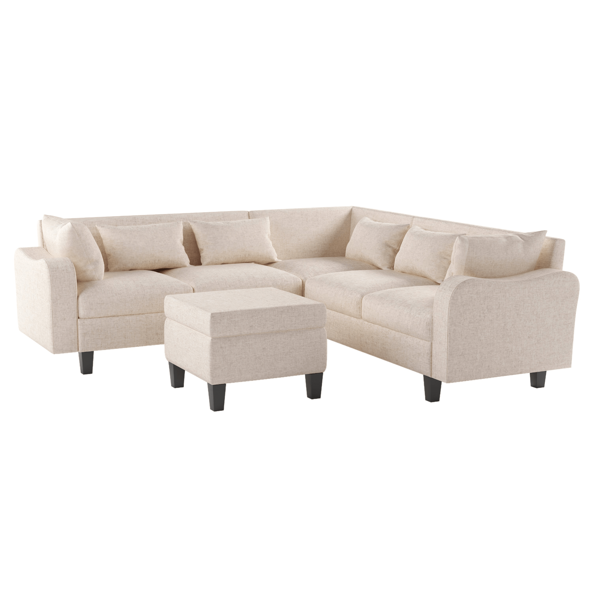 87" Modern Sectional Sofa with Coffee Table, 6 - Seat Couch Set with Storage Ottoman - CurtisJ Designs