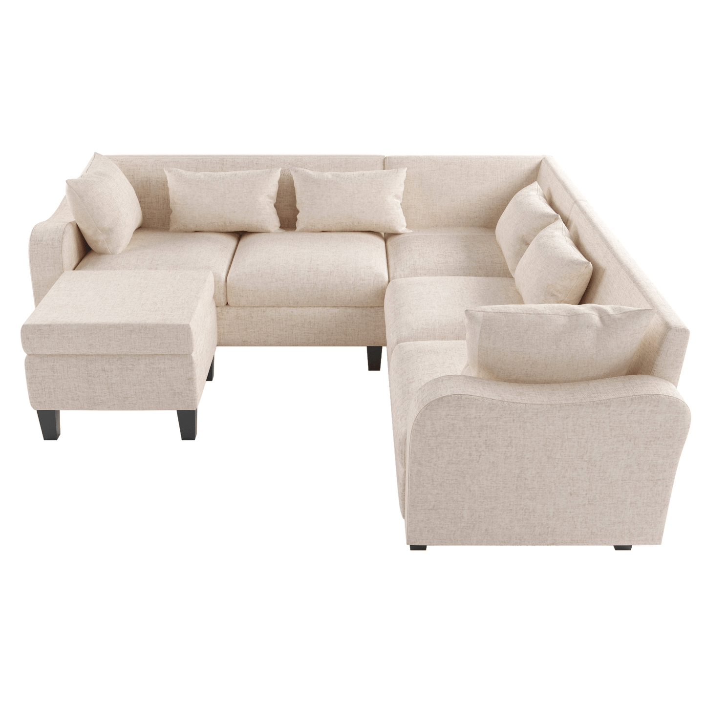 87" Modern Sectional Sofa with Coffee Table, 6 - Seat Couch Set with Storage Ottoman - CurtisJ Designs