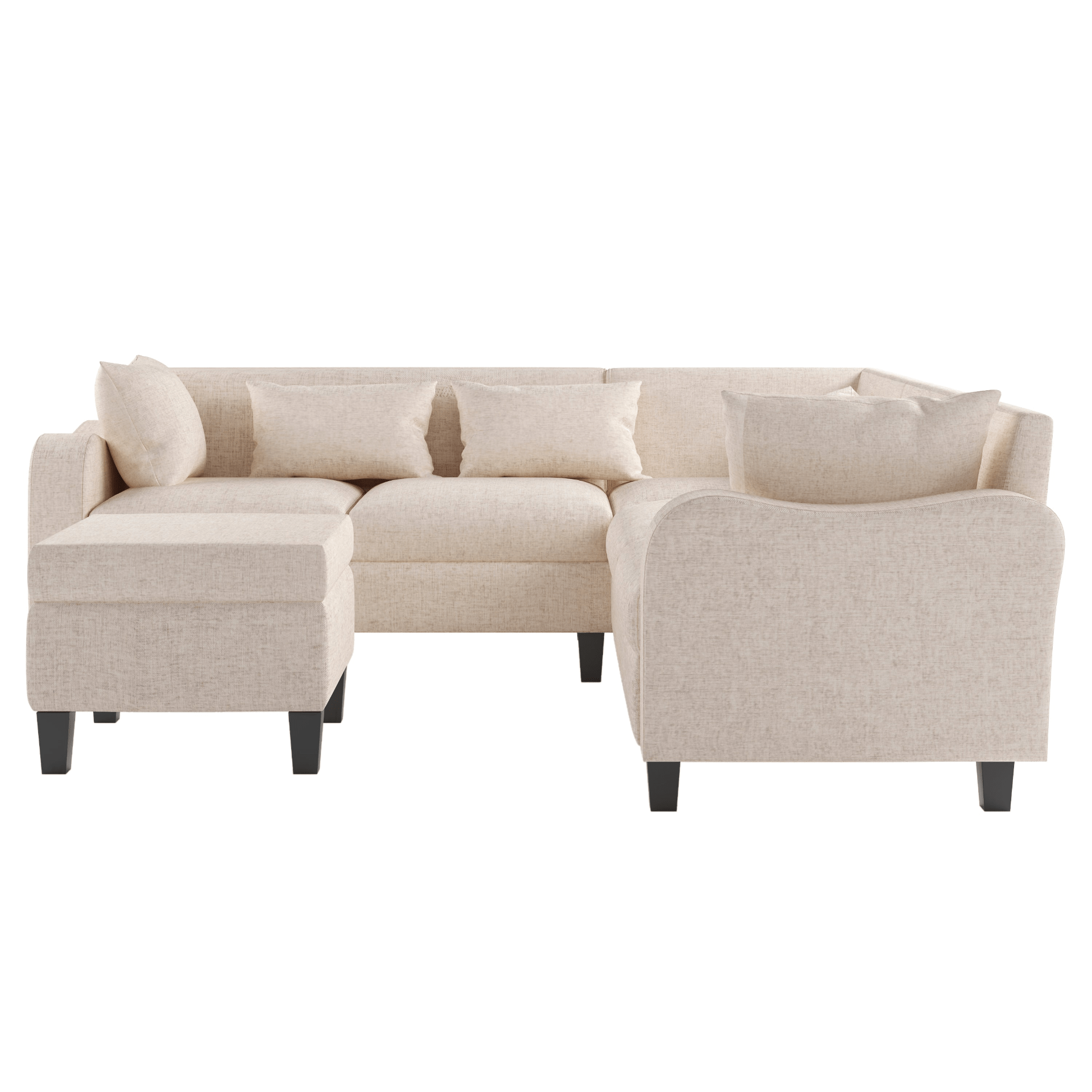 87" Modern Sectional Sofa with Coffee Table, 6 - Seat Couch Set with Storage Ottoman - CurtisJ Designs